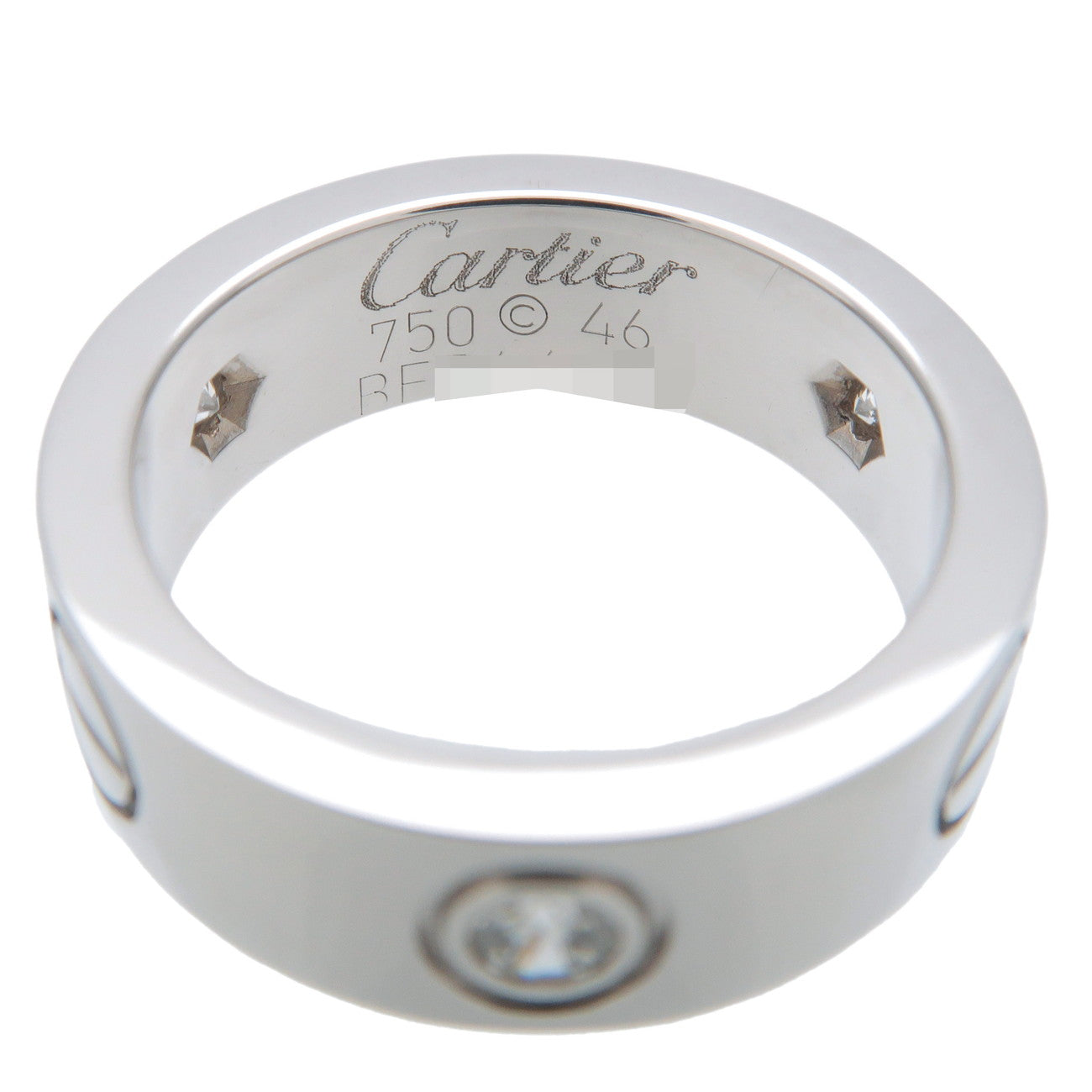 Cartier Love Ring Half Diamond K18 750 White Gold #46 US3.5-4