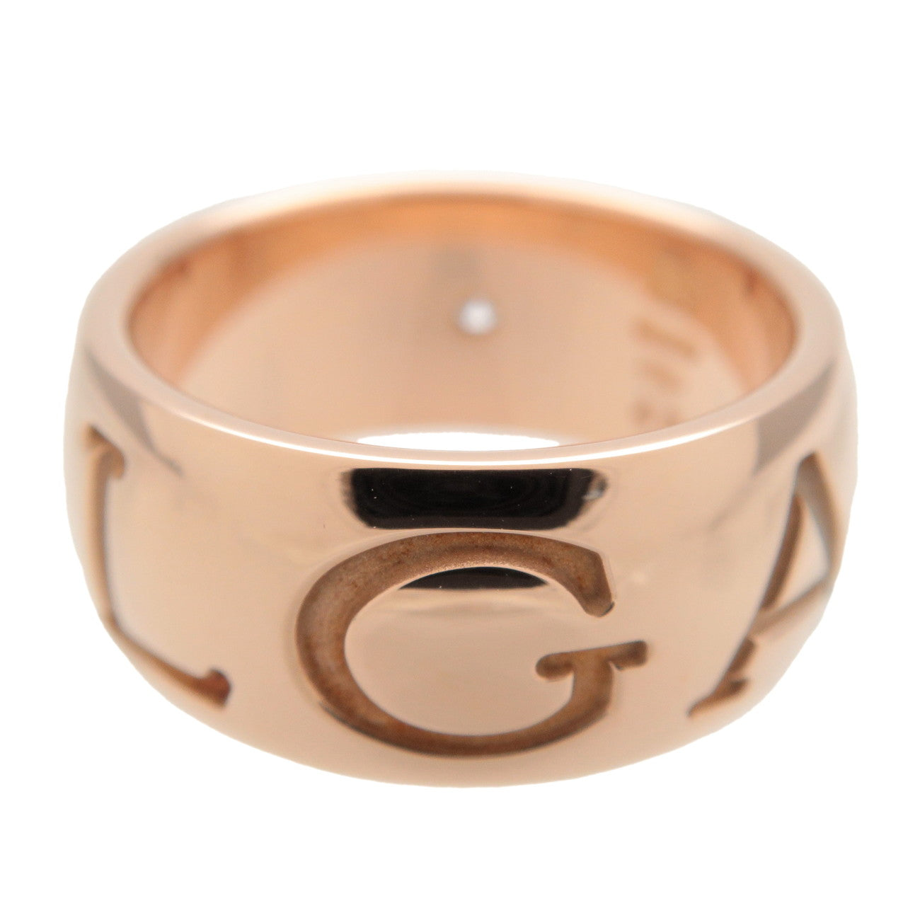 BVLGARI Mono Logo Ring 1P Diamond K18 Rose Gold #49 US4.5-5