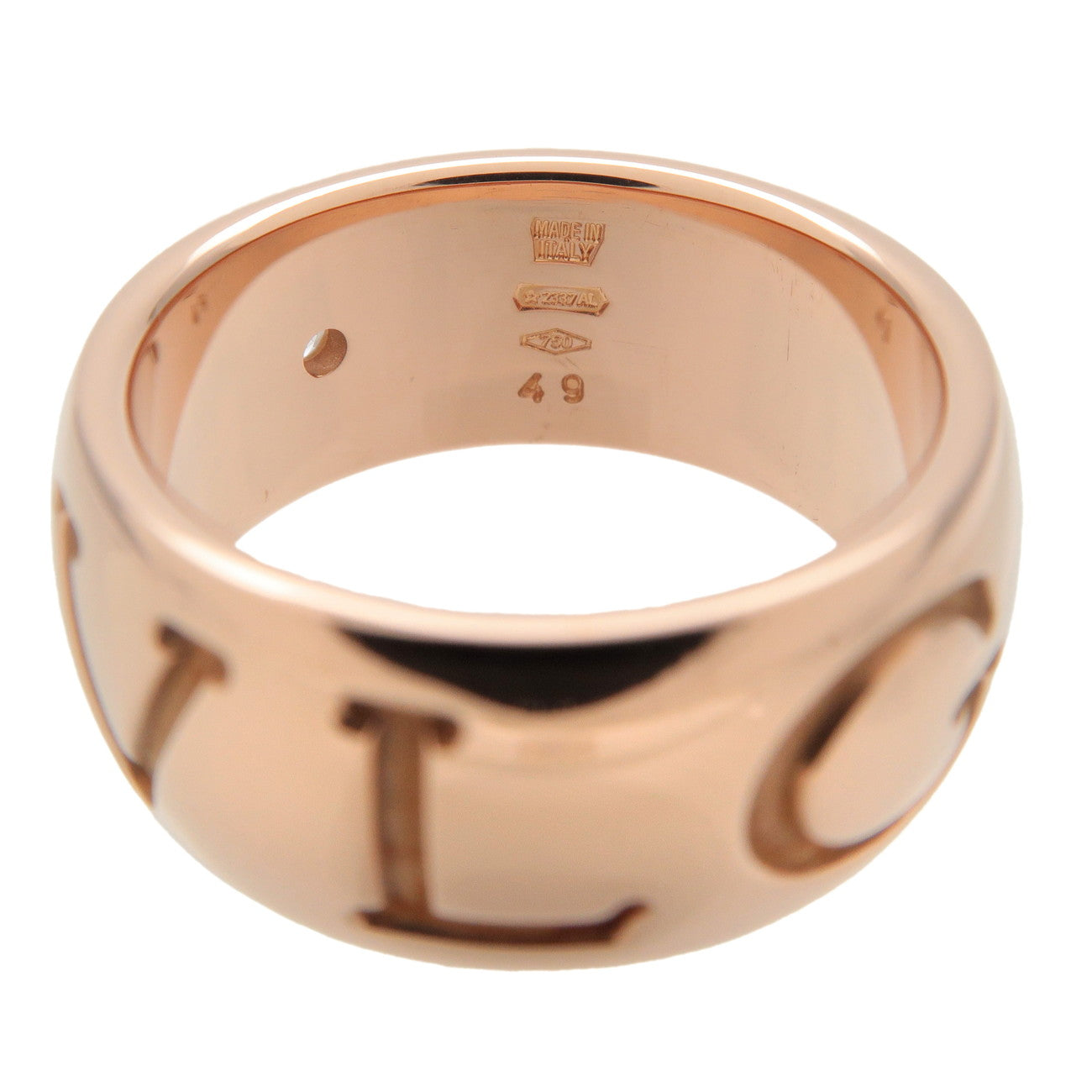 BVLGARI Mono Logo Ring 1P Diamond K18 Rose Gold #49 US4.5-5