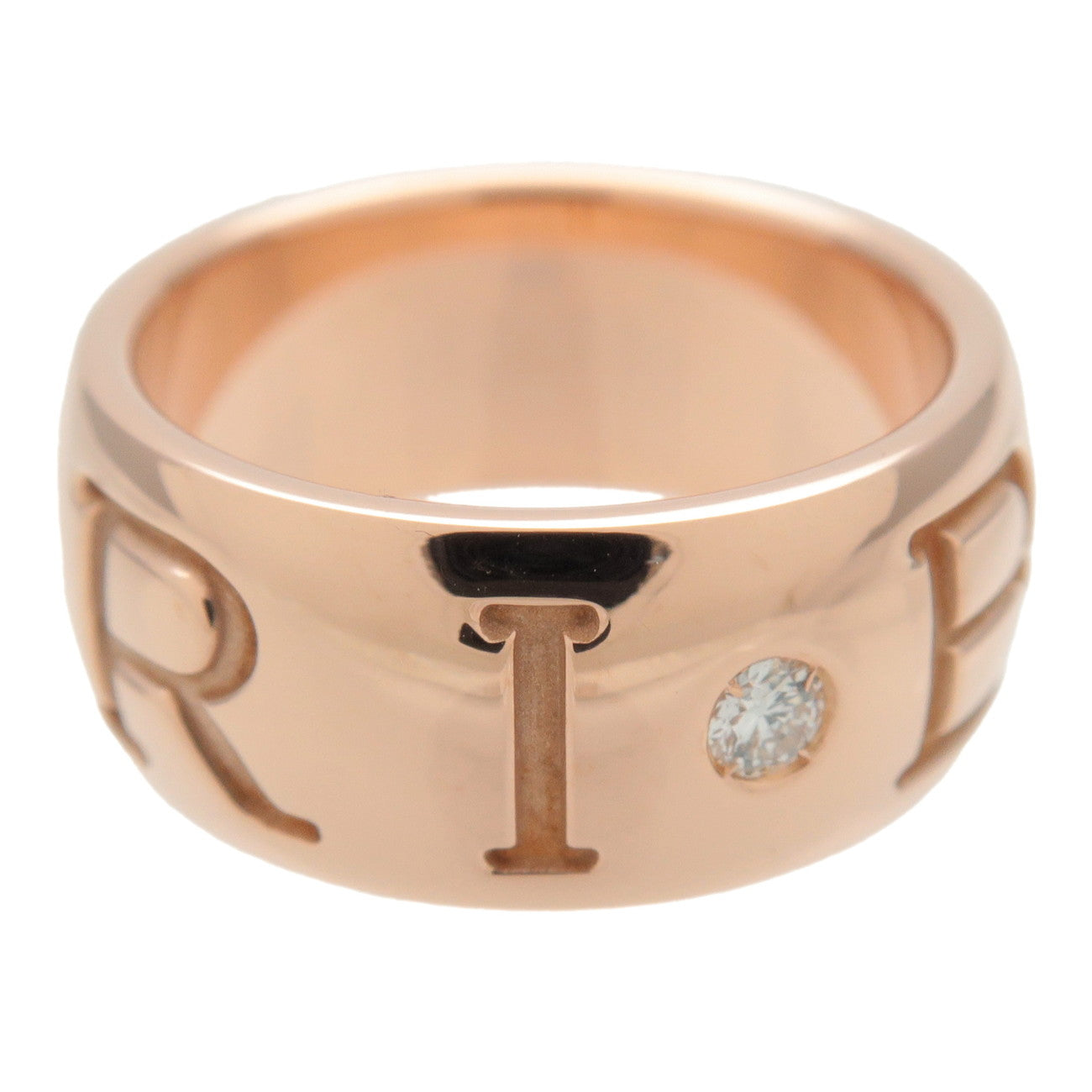 BVLGARI Mono Logo Ring 1P Diamond K18 Rose Gold #49 US4.5-5