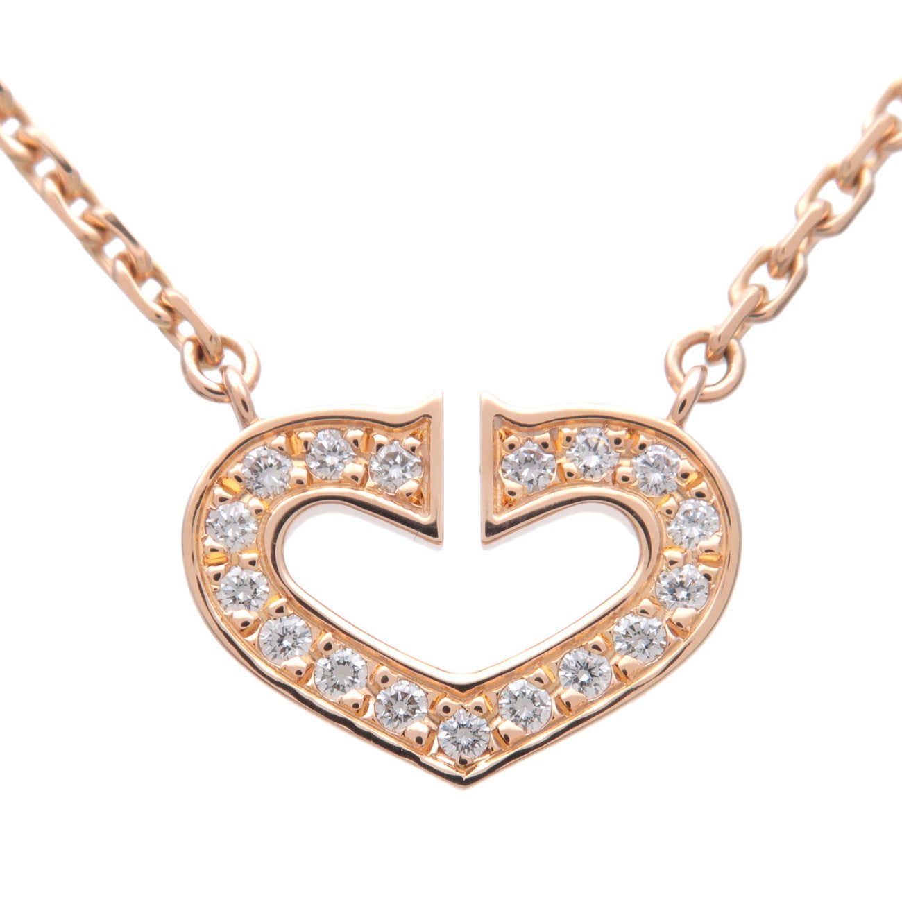 Cartier-C-Heart-Diamond-Necklace-K18PG-750PG-Rose-Gold