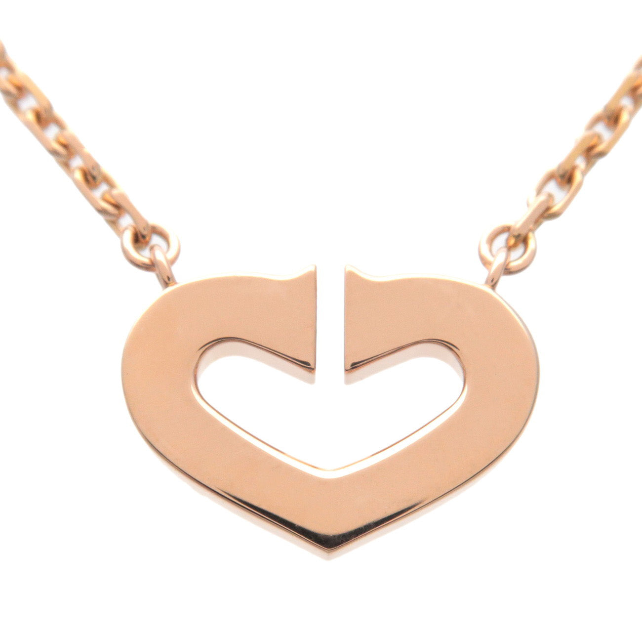 Cartier C Heart Diamond Necklace K18PG 750PG Rose Gold