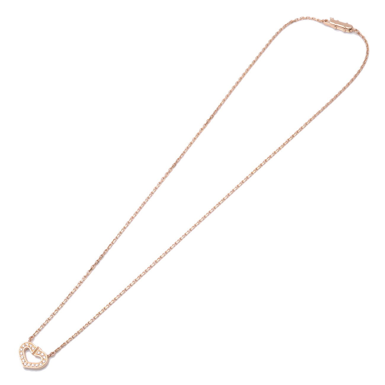 Cartier C Heart Diamond Necklace K18PG 750PG Rose Gold