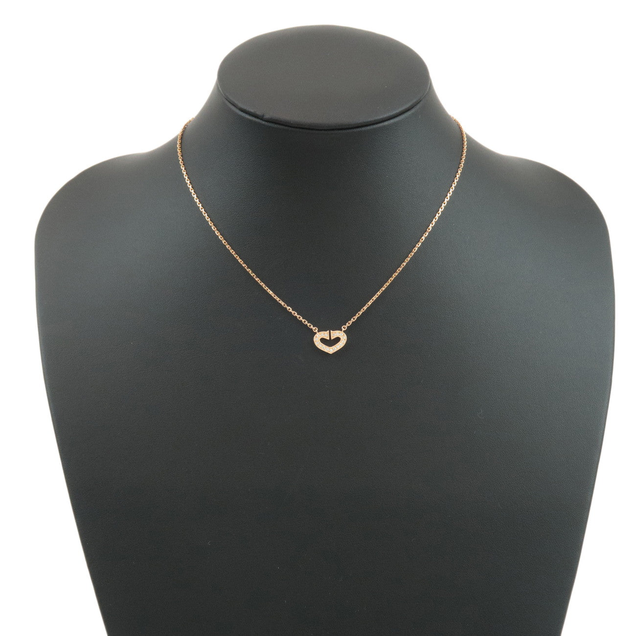 Cartier C Heart Diamond Necklace K18PG 750PG Rose Gold