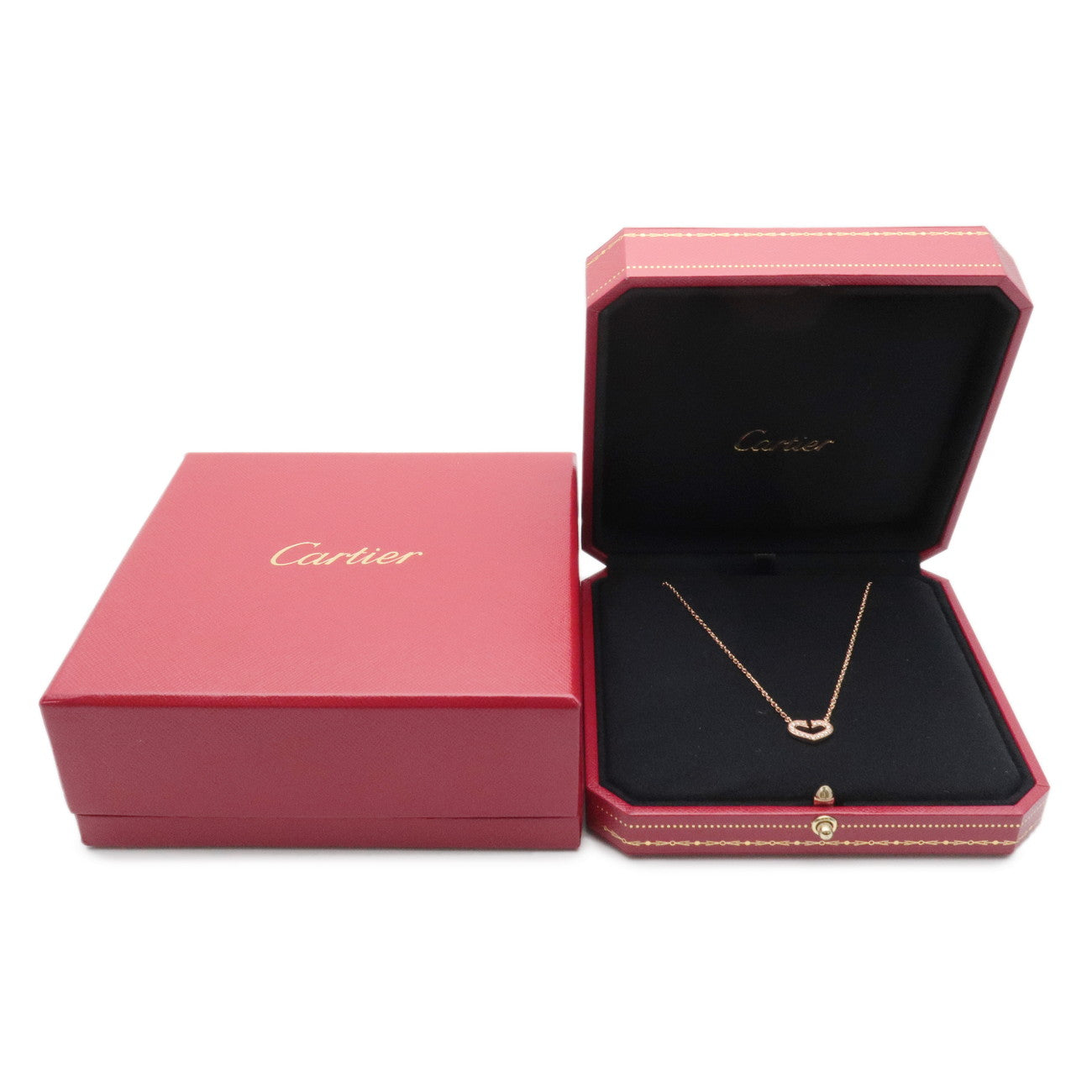 Cartier C Heart Diamond Necklace K18PG 750PG Rose Gold