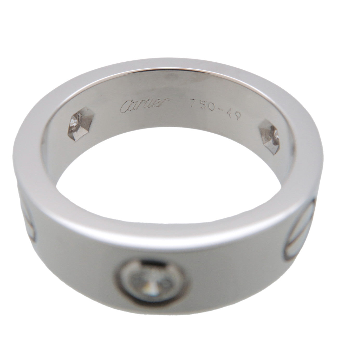 Cartier Love Ring Half Diamond K18 750WG White Gold #49 US5