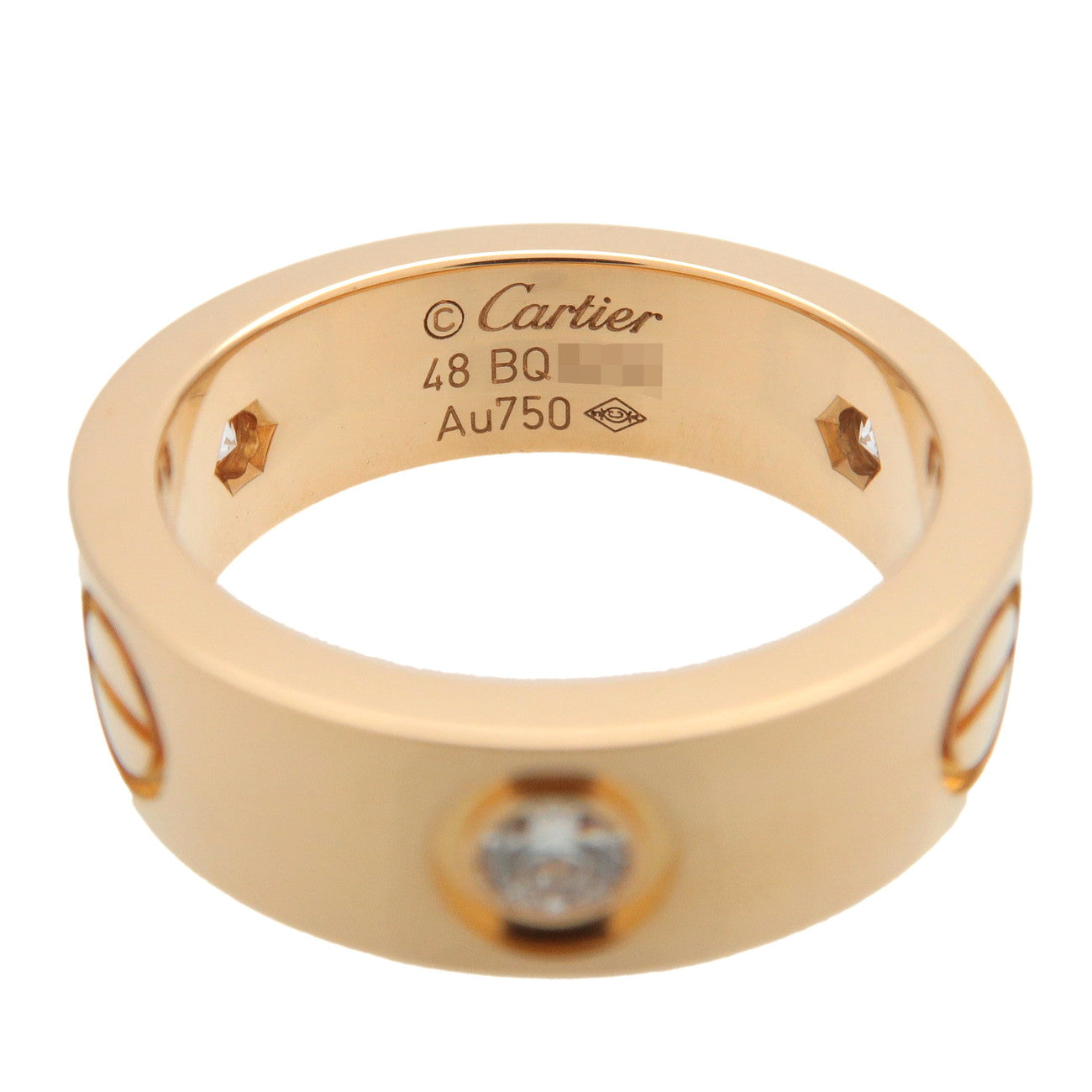 Cartier Love Ring Half Diamond K18YG 750 Yellow Gold US4.5-5 EU48 HK10