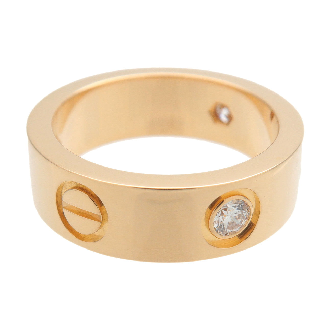 Cartier Love Ring Half Diamond K18YG 750 Yellow Gold US4.5-5 EU48 HK10