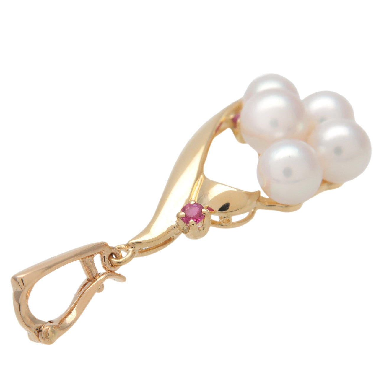 MIKIMOTO Pearl Ruby Necklace Charm K18YG 750YG Yellow Gold