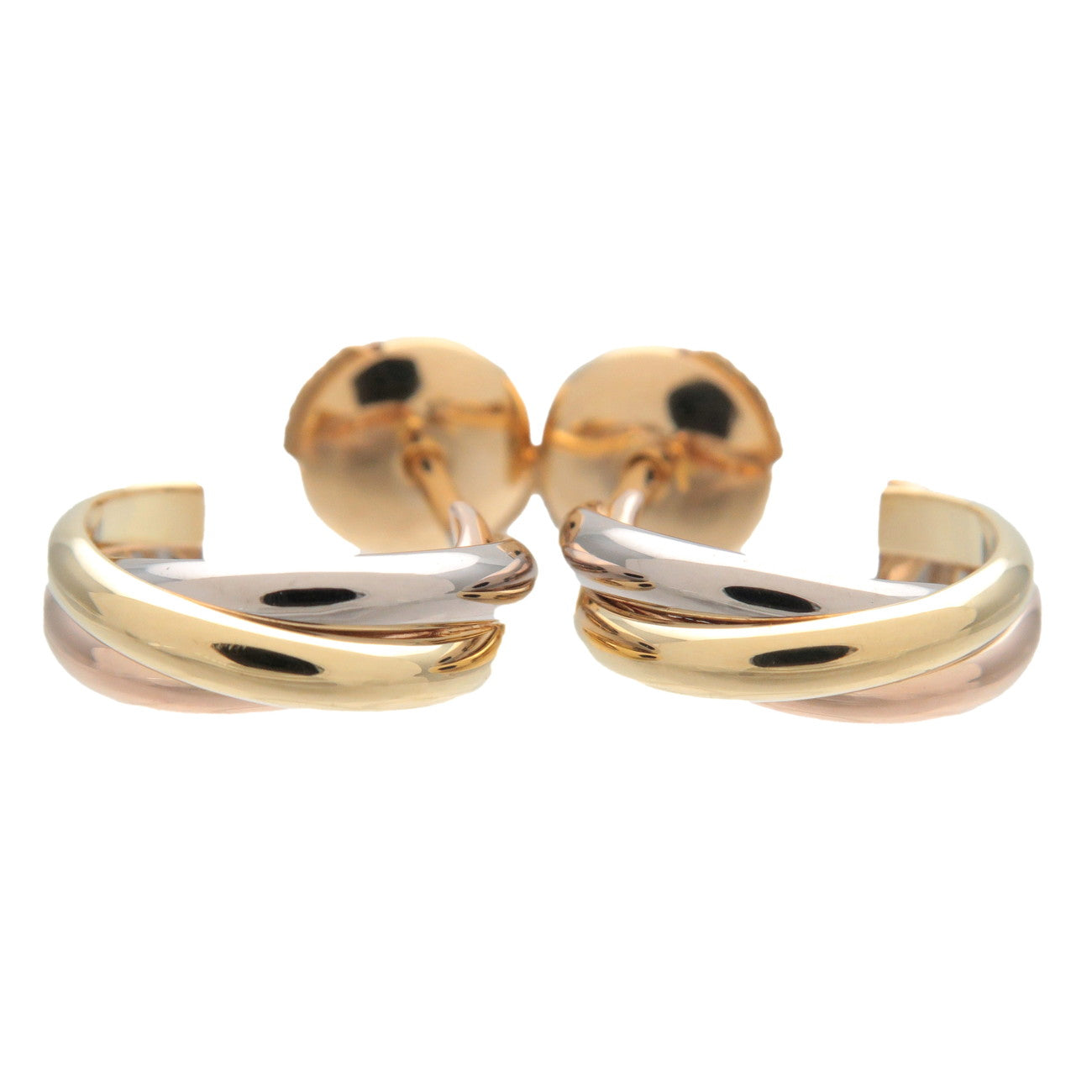 Cartier-Trinity-Earrings-K18-750-Yellow-Gold-White-Gold-Rose-Gold