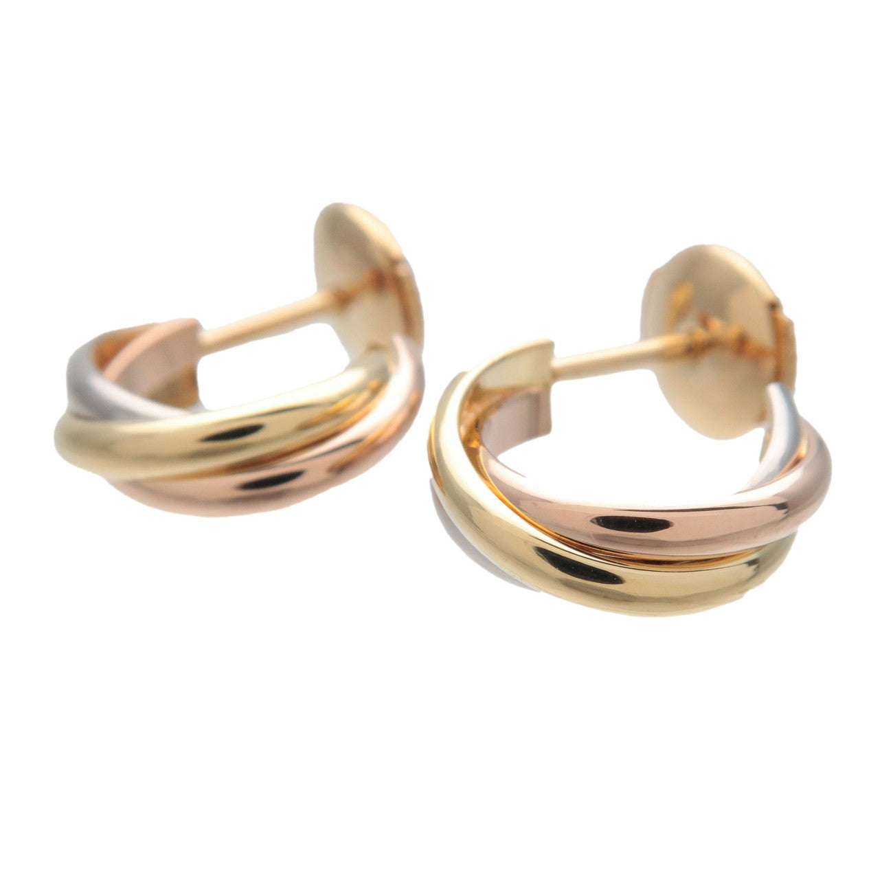 Cartier Trinity Earrings K18 750 Yellow Gold White Gold Rose Gold