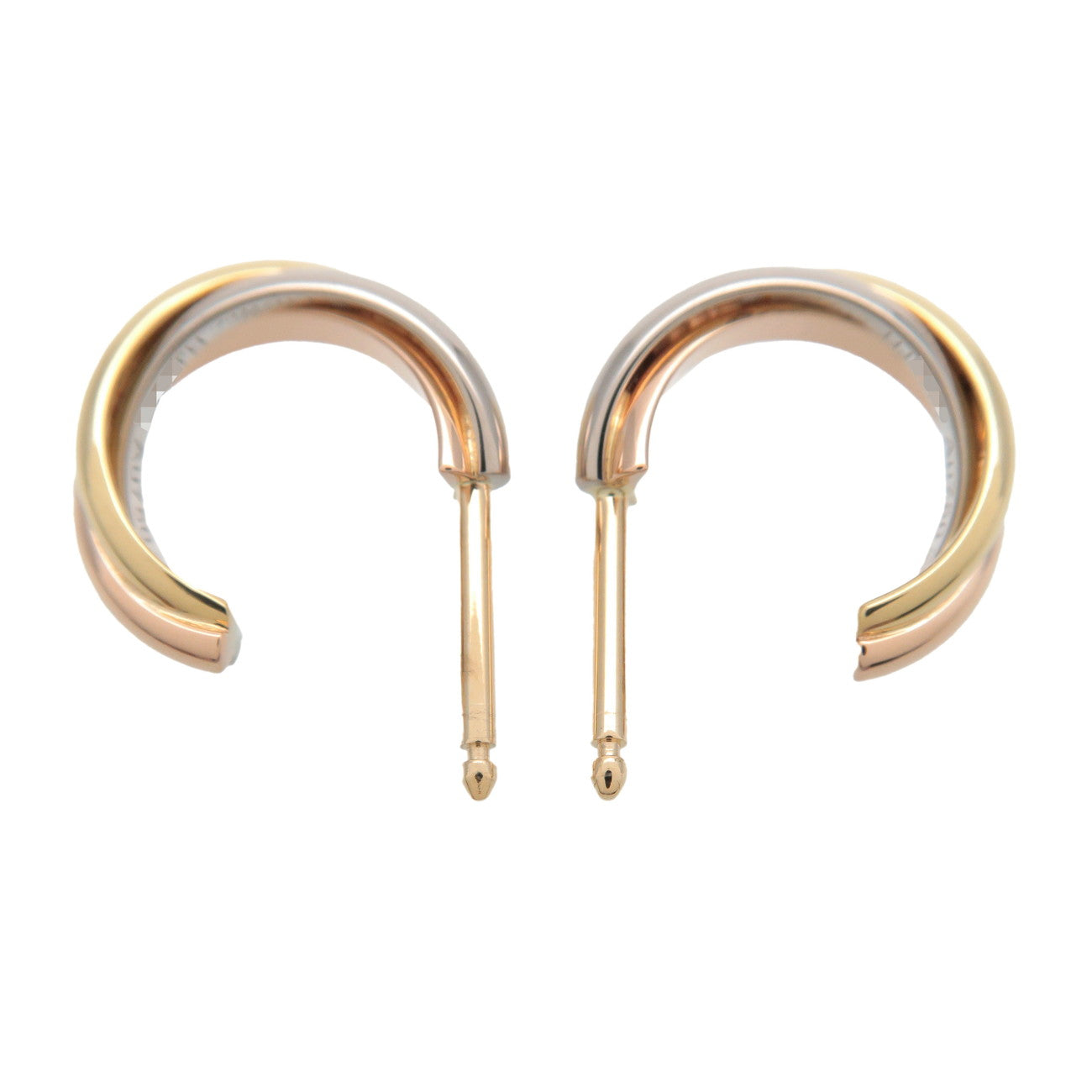 Cartier Trinity Earrings K18 750 Yellow Gold White Gold Rose Gold