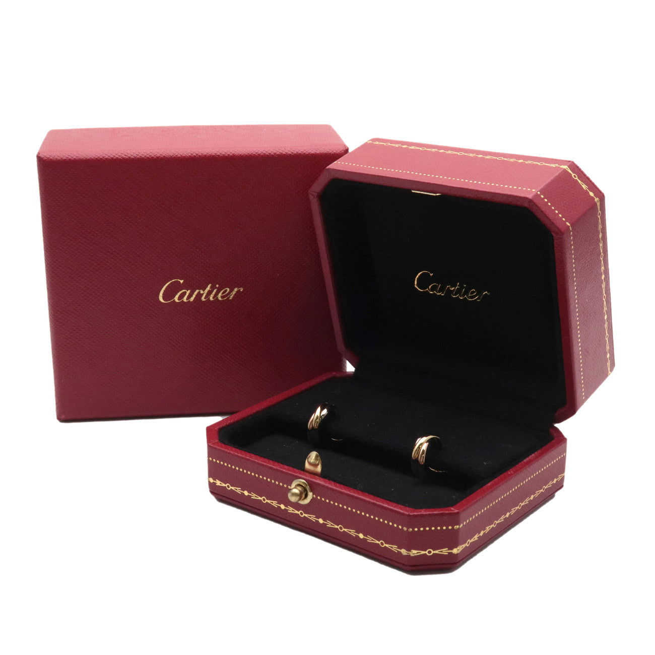 Cartier Trinity Earrings K18 750 Yellow Gold White Gold Rose Gold