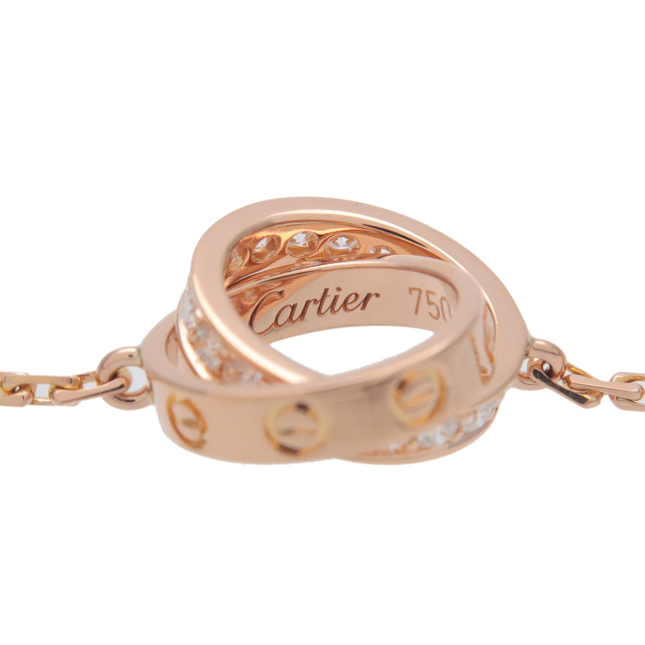 Cartier Baby Love Diamond Necklace K18PG 750PG Rose Gold