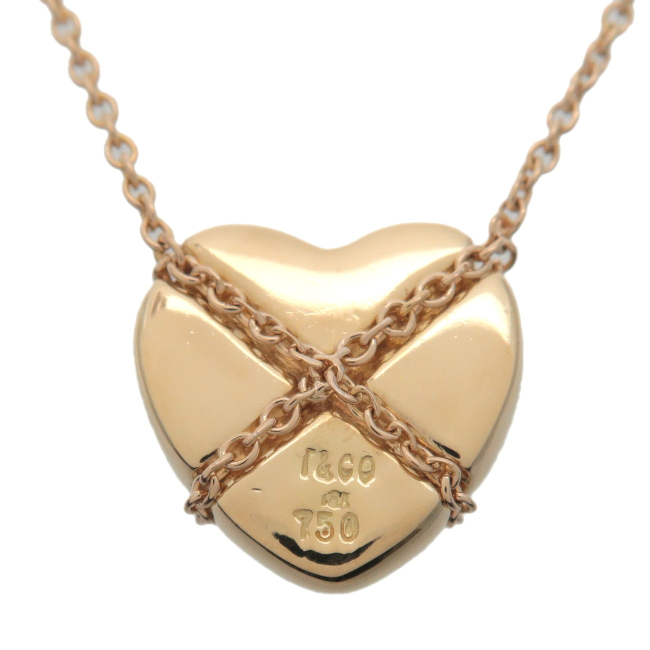 Tiffany&Co. Chain Cross Heart Necklace K18 750YG Yellow Gold