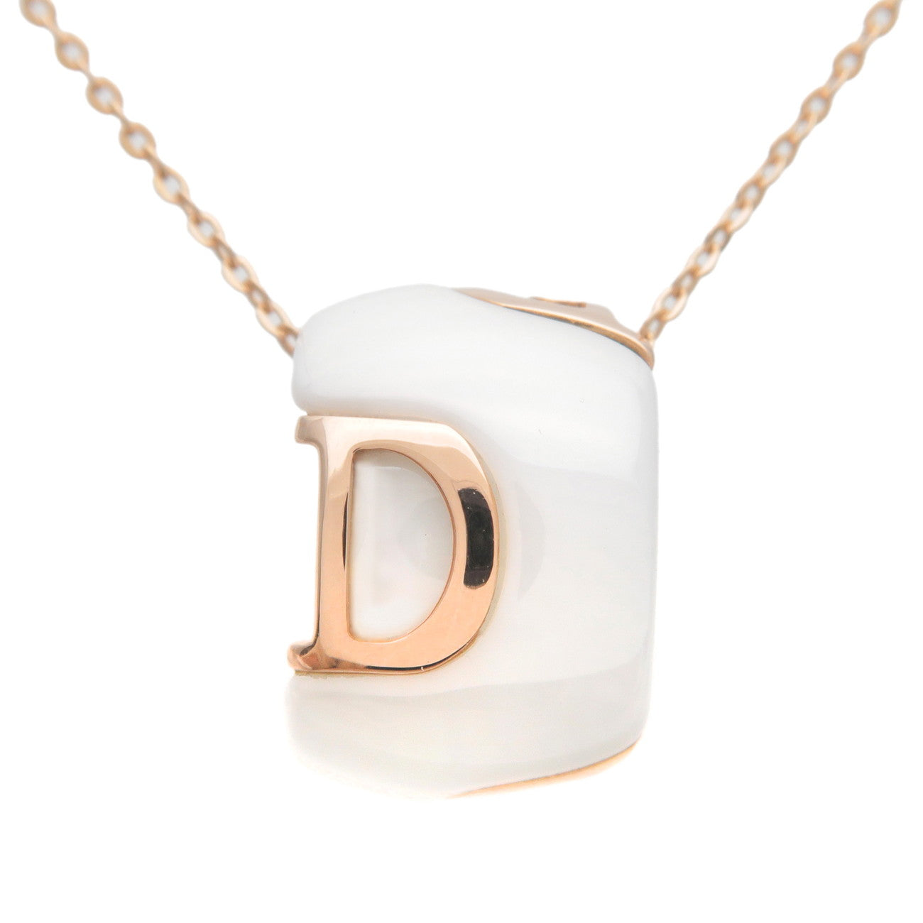 DAMIANI D Icon 1P Diamond Necklace K18PG 750PG Ceramic Rose Gold