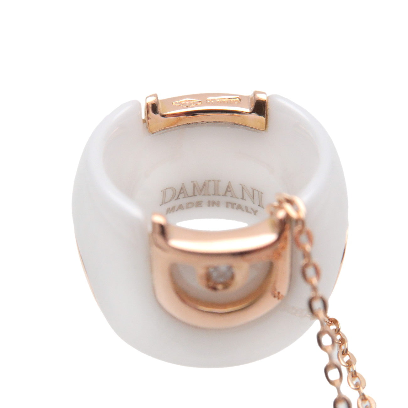 DAMIANI D Icon 1P Diamond Necklace K18PG 750PG Ceramic Rose Gold