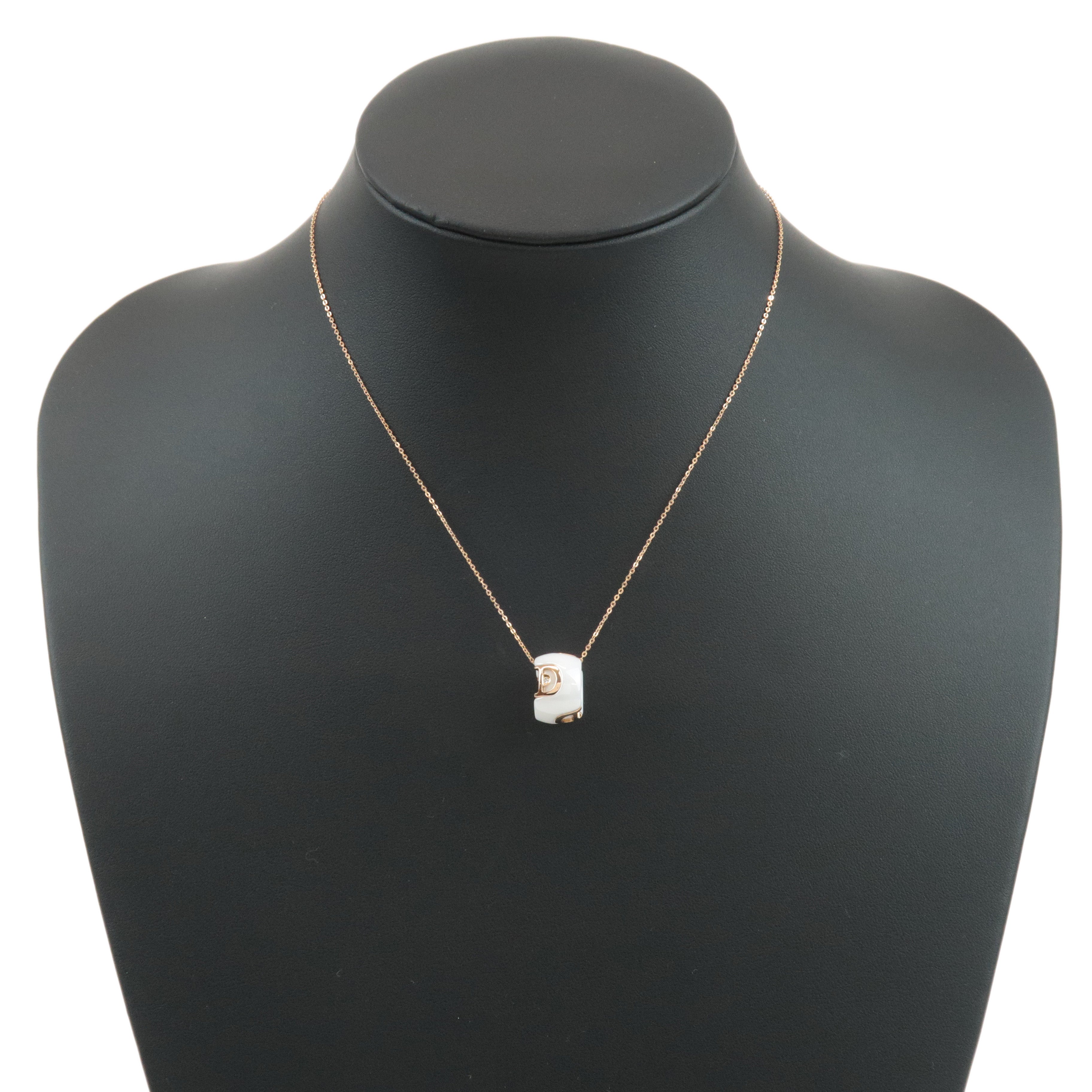 DAMIANI D Icon 1P Diamond Necklace K18PG 750PG Ceramic Rose Gold