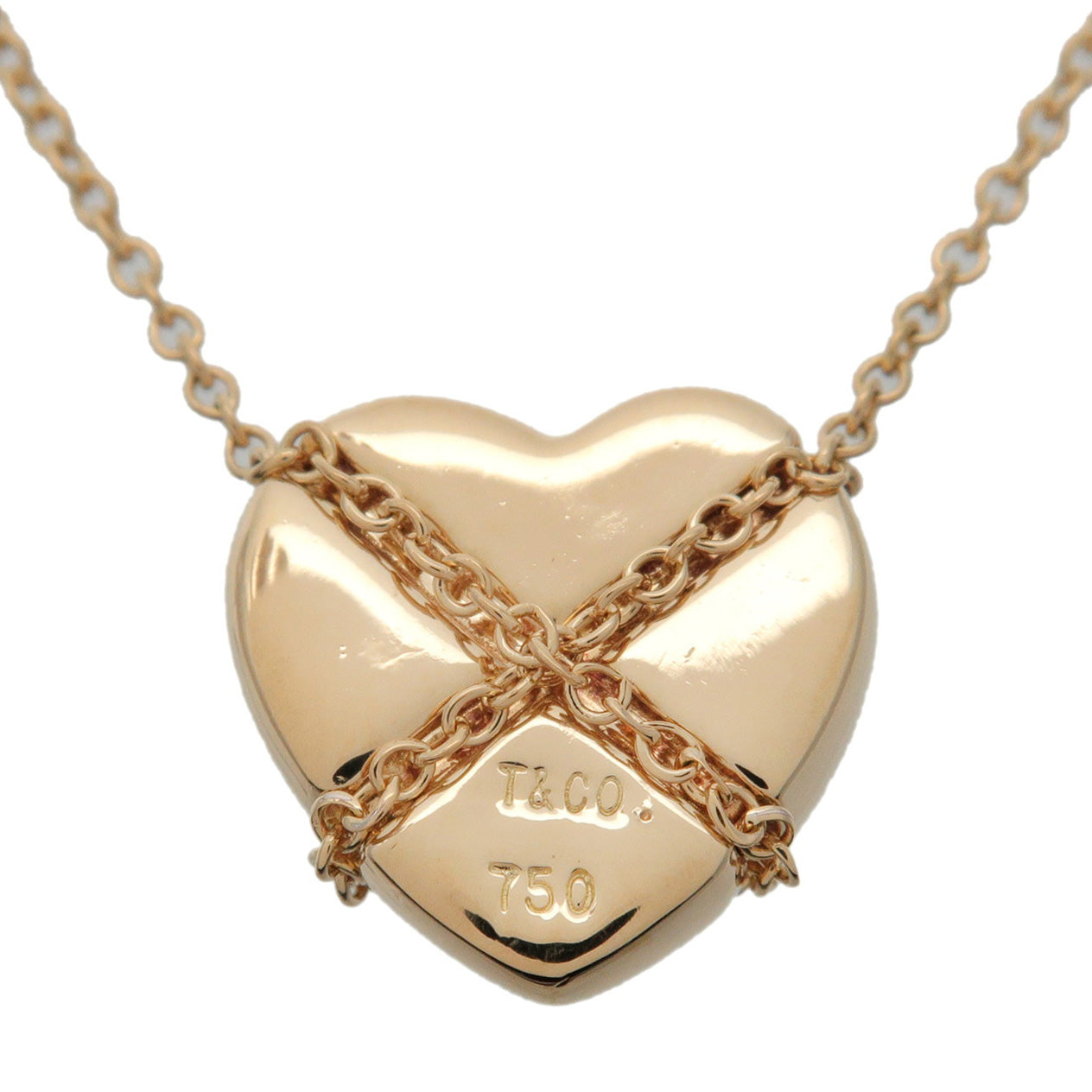 Tiffany&Co. Chain Cross Heart Necklace K18 750YG Yellow Gold