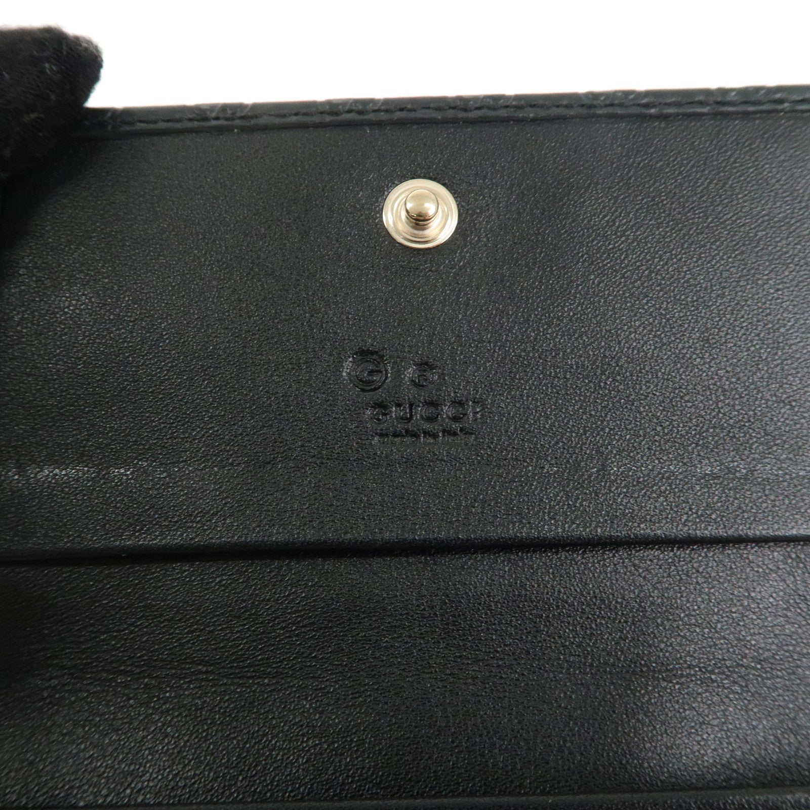 GUCCI Micro Guccissima Leather Card Case Holder Black 544030