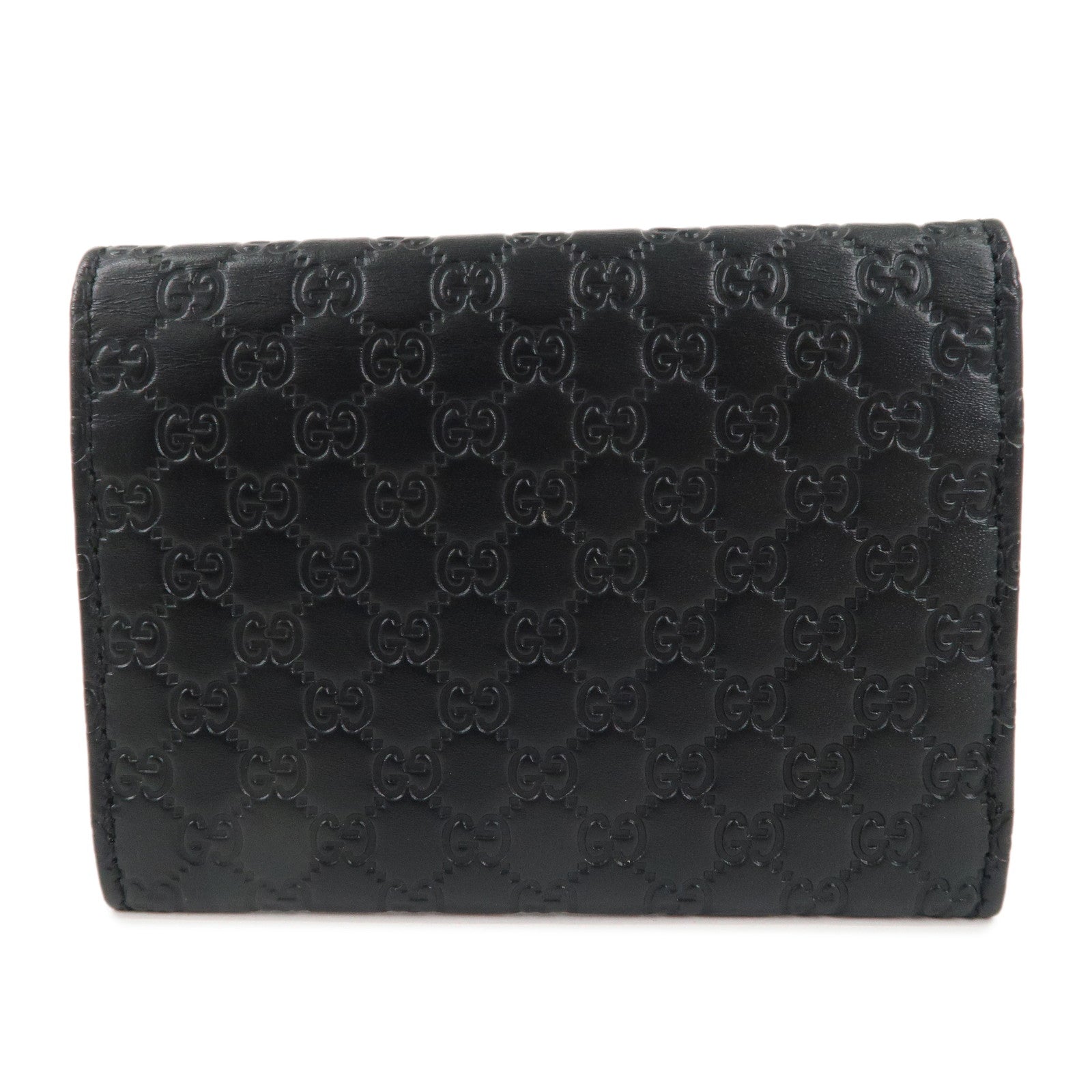 GUCCI Micro Guccissima Leather Card Case Holder Black 544030