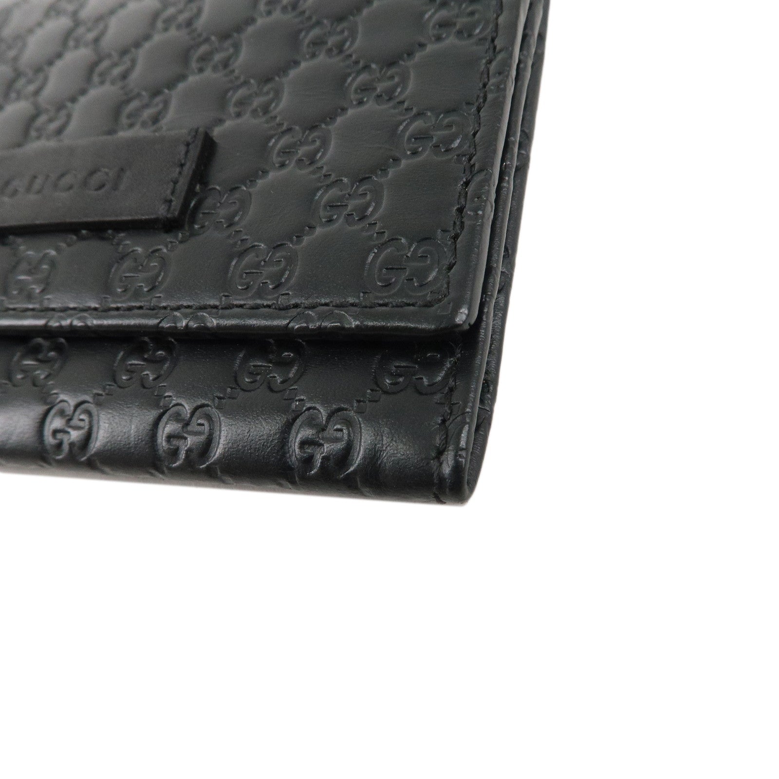 GUCCI Micro Guccissima Leather Card Case Holder Black 544030