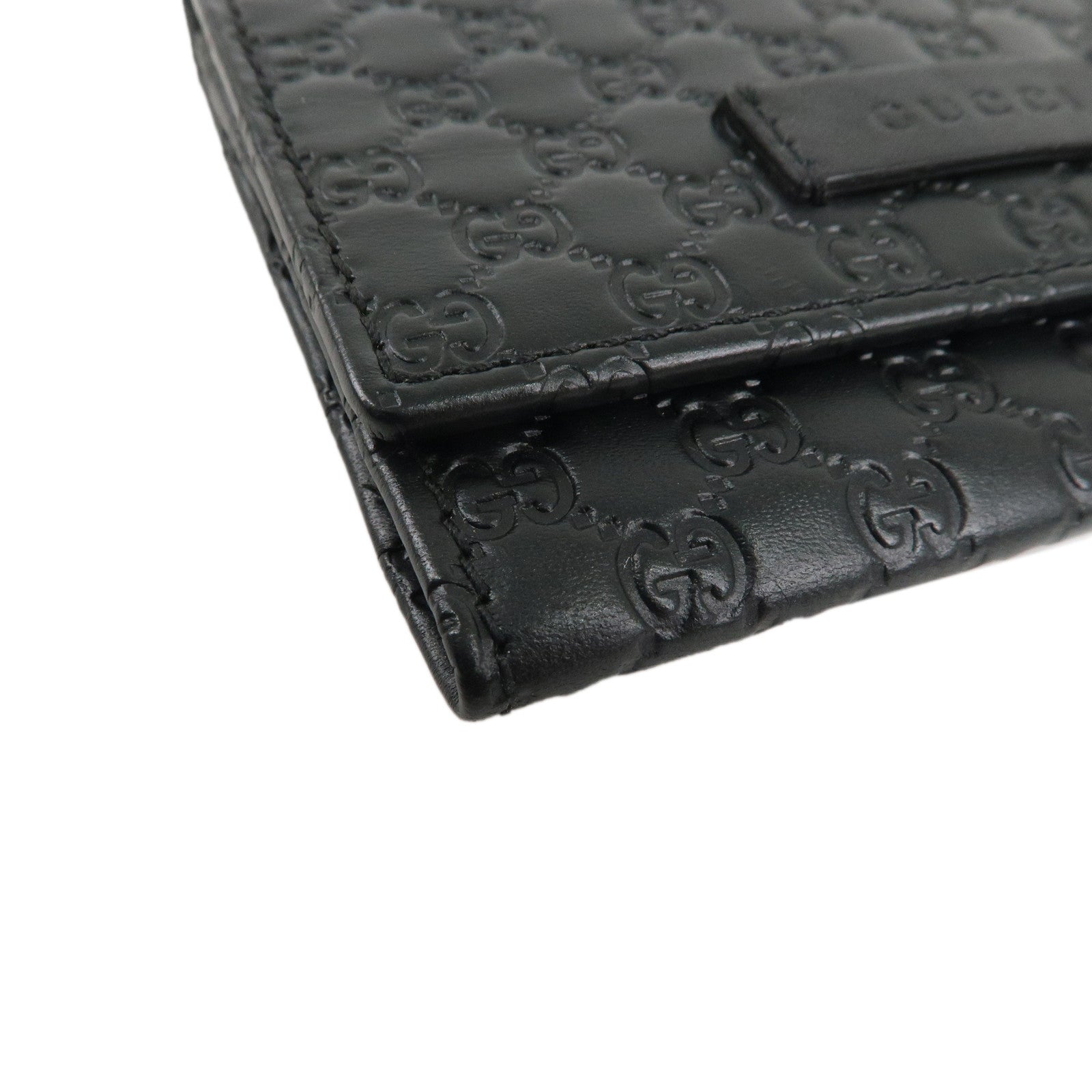 GUCCI Micro Guccissima Leather Card Case Holder Black 544030