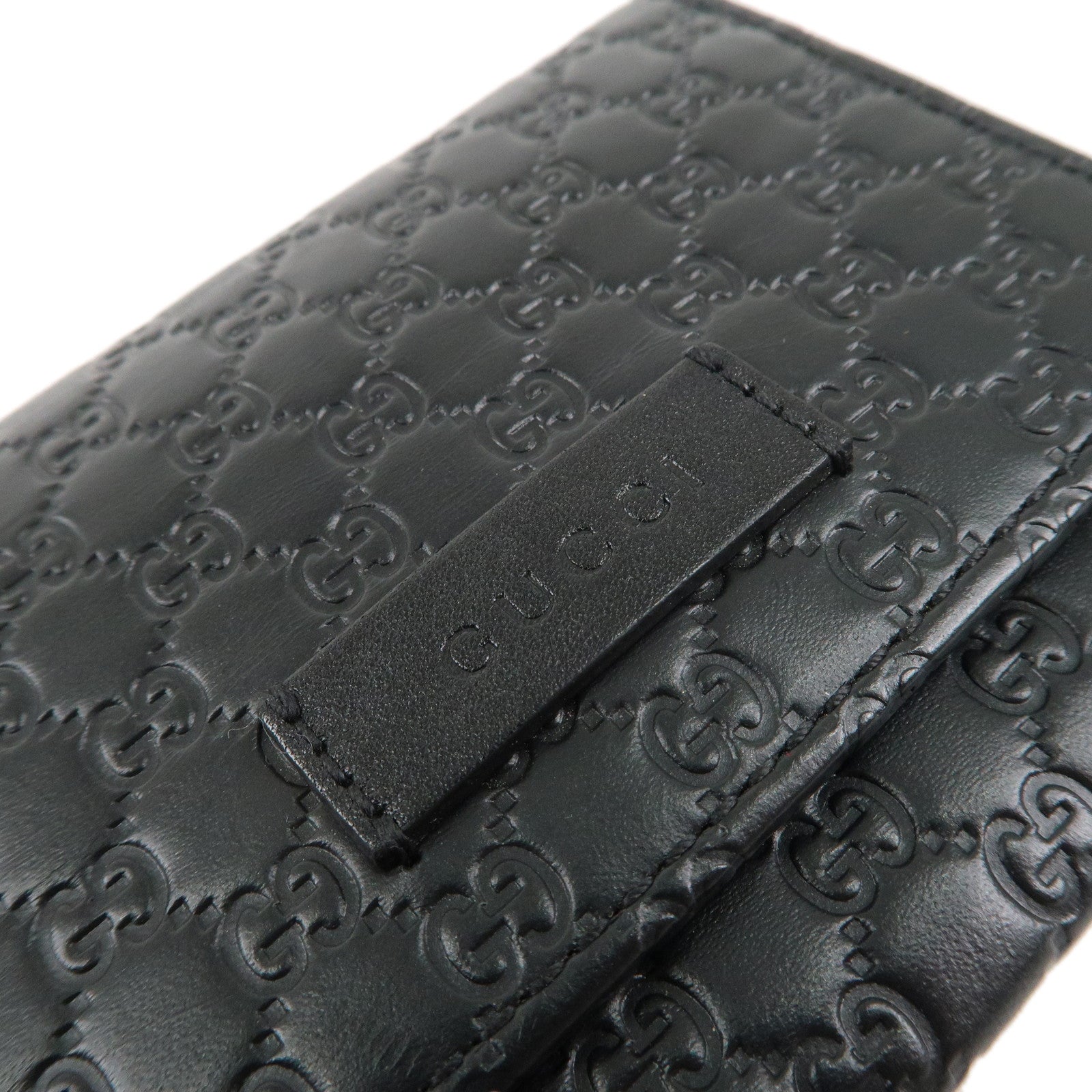 GUCCI Micro Guccissima Leather Card Case Holder Black 544030