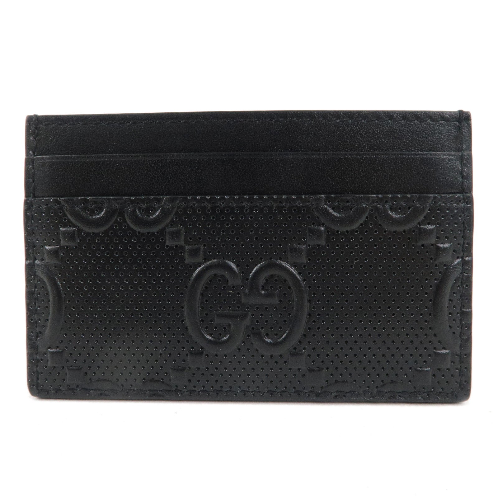 GUCCI GG Embossed Leather Card Case Black 625564