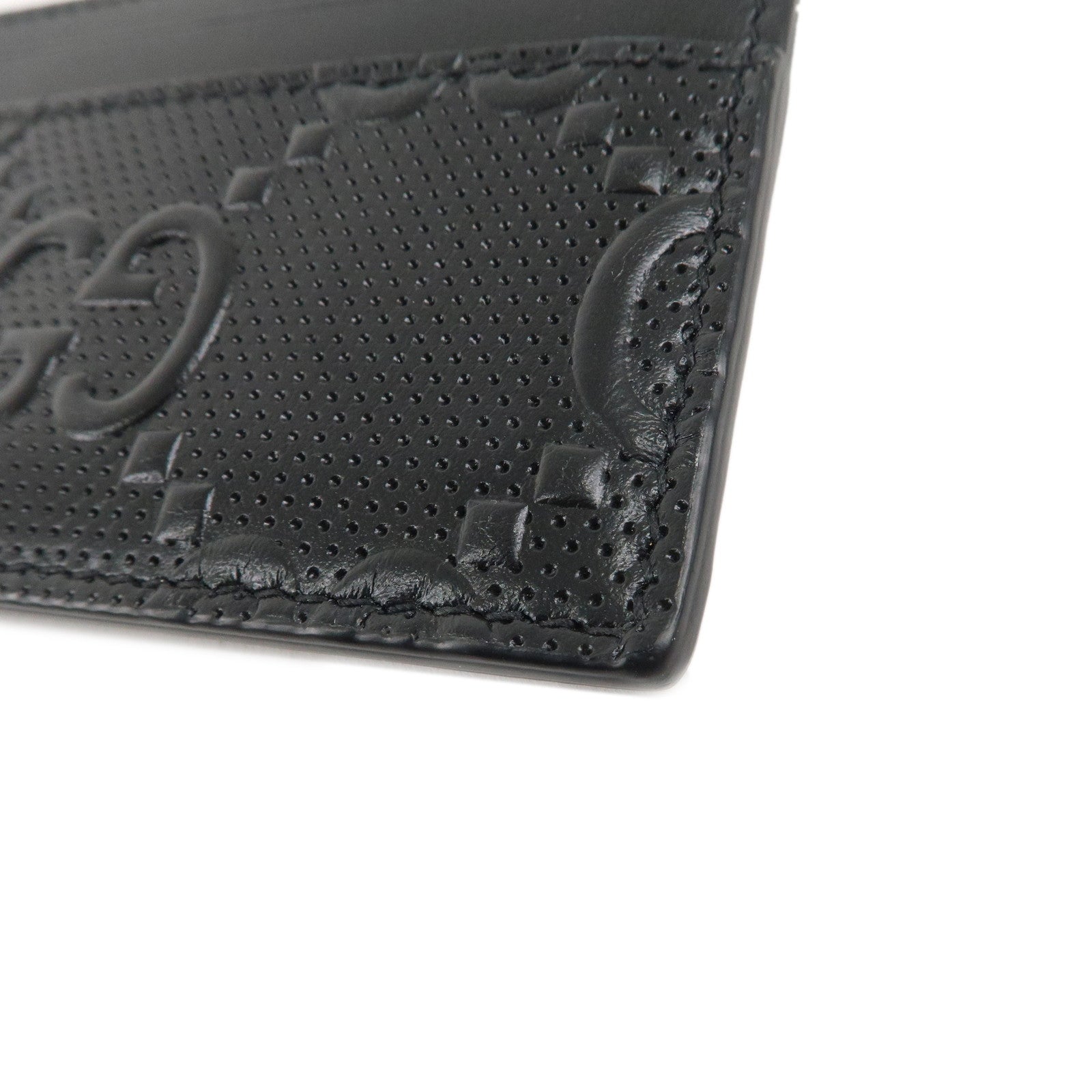 GUCCI GG Embossed Leather Card Case Black 625564