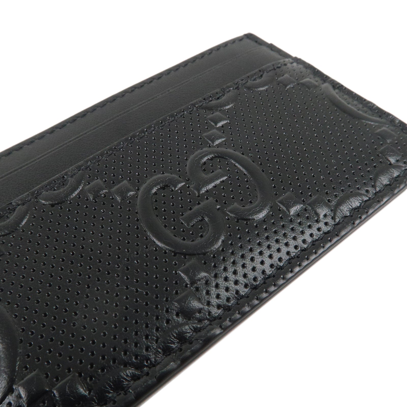 GUCCI GG Embossed Leather Card Case Black 625564