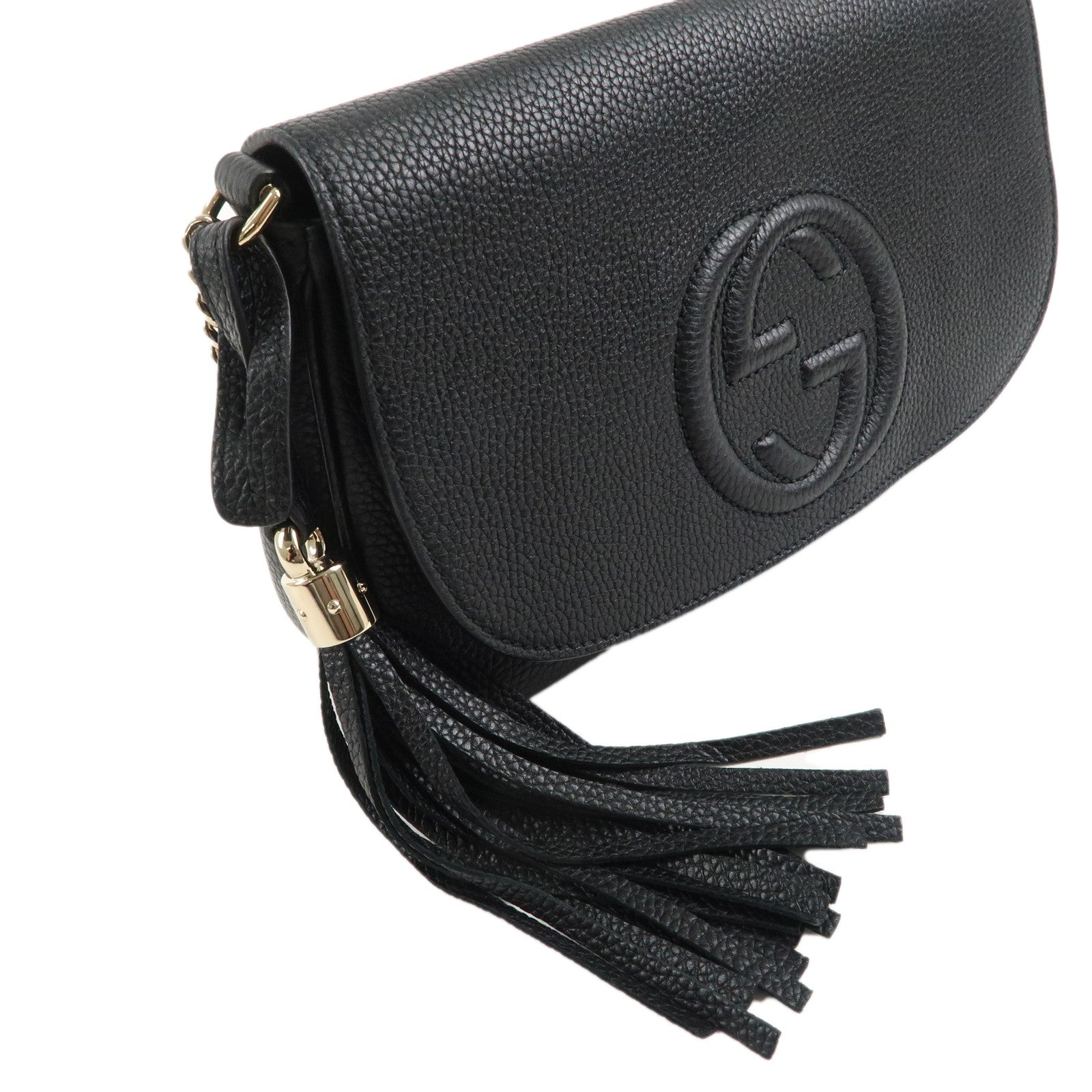 GUCCI SOHO Leather Chain Shoulder Bag Crossbody Bag Black 536224