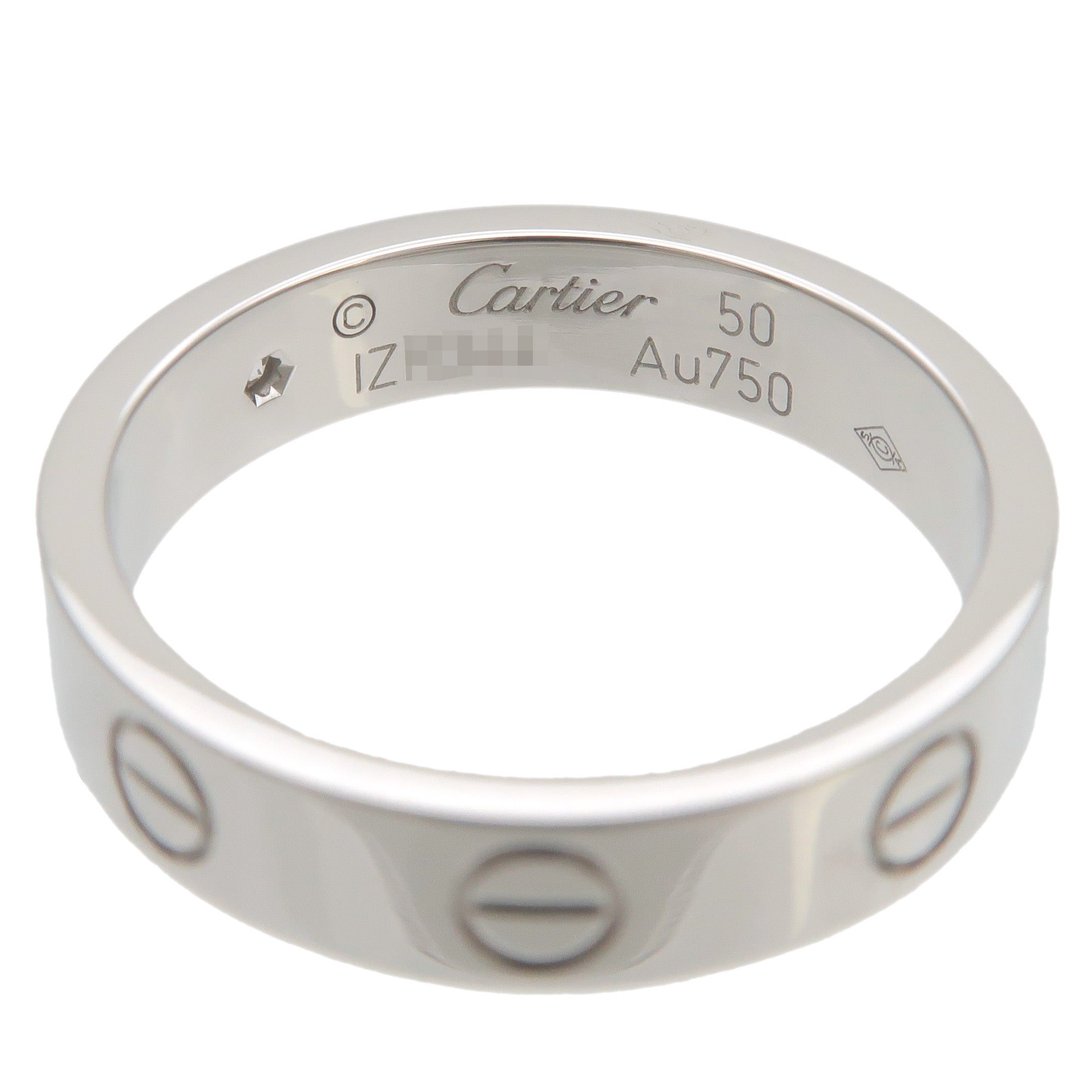 Cartier Mini Love Ring 1P Diamond K18WG White Gold #50 US5-5.5