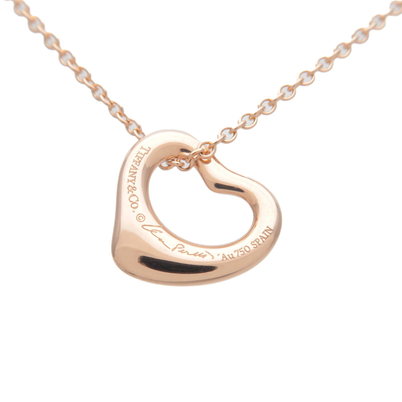 Tiffany&Co. Open Heart Necklace Small K18PG 750PG Rose Gold