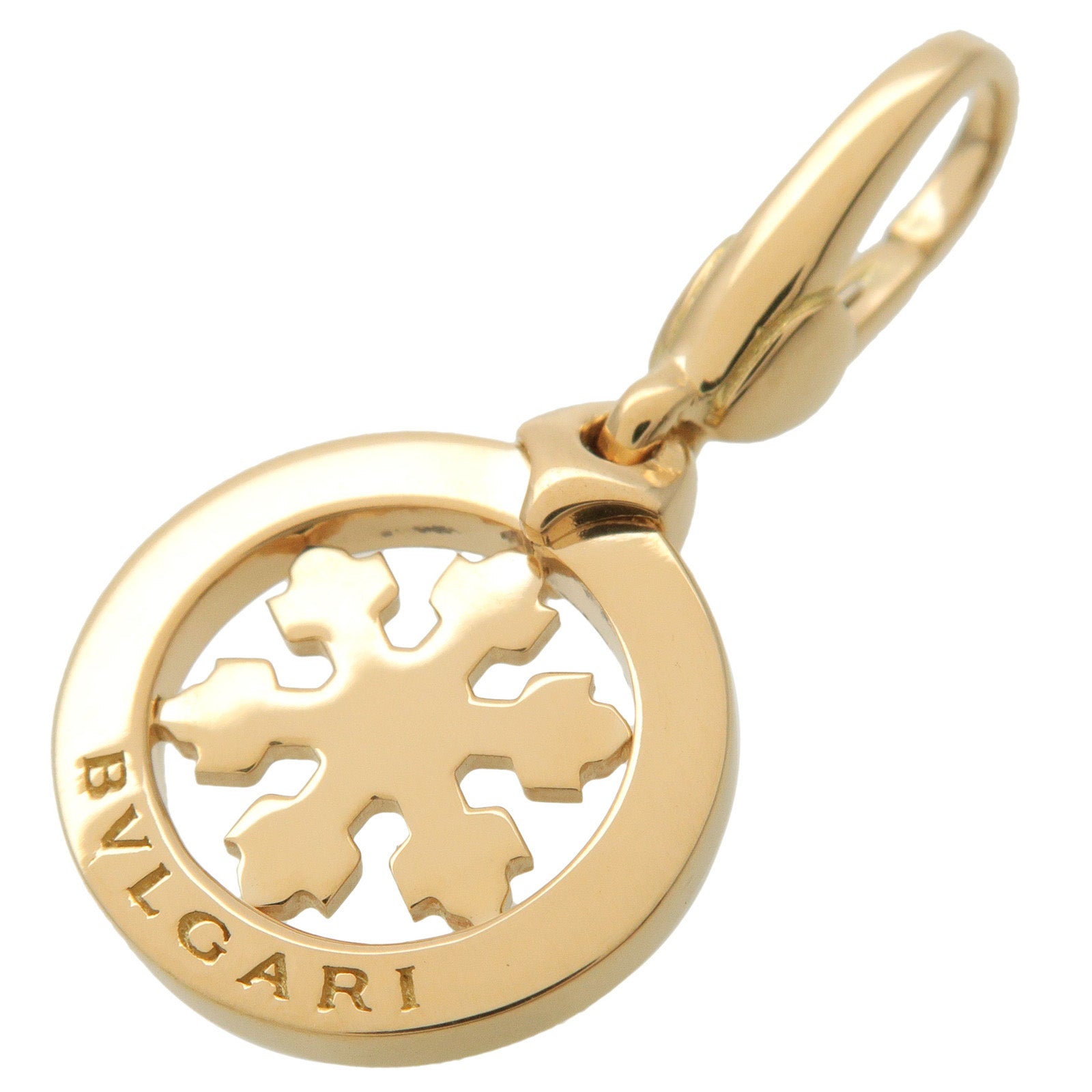 BVLGARI Tondo Snow Charm Pendant Necklace Top K18 Yellow Gold