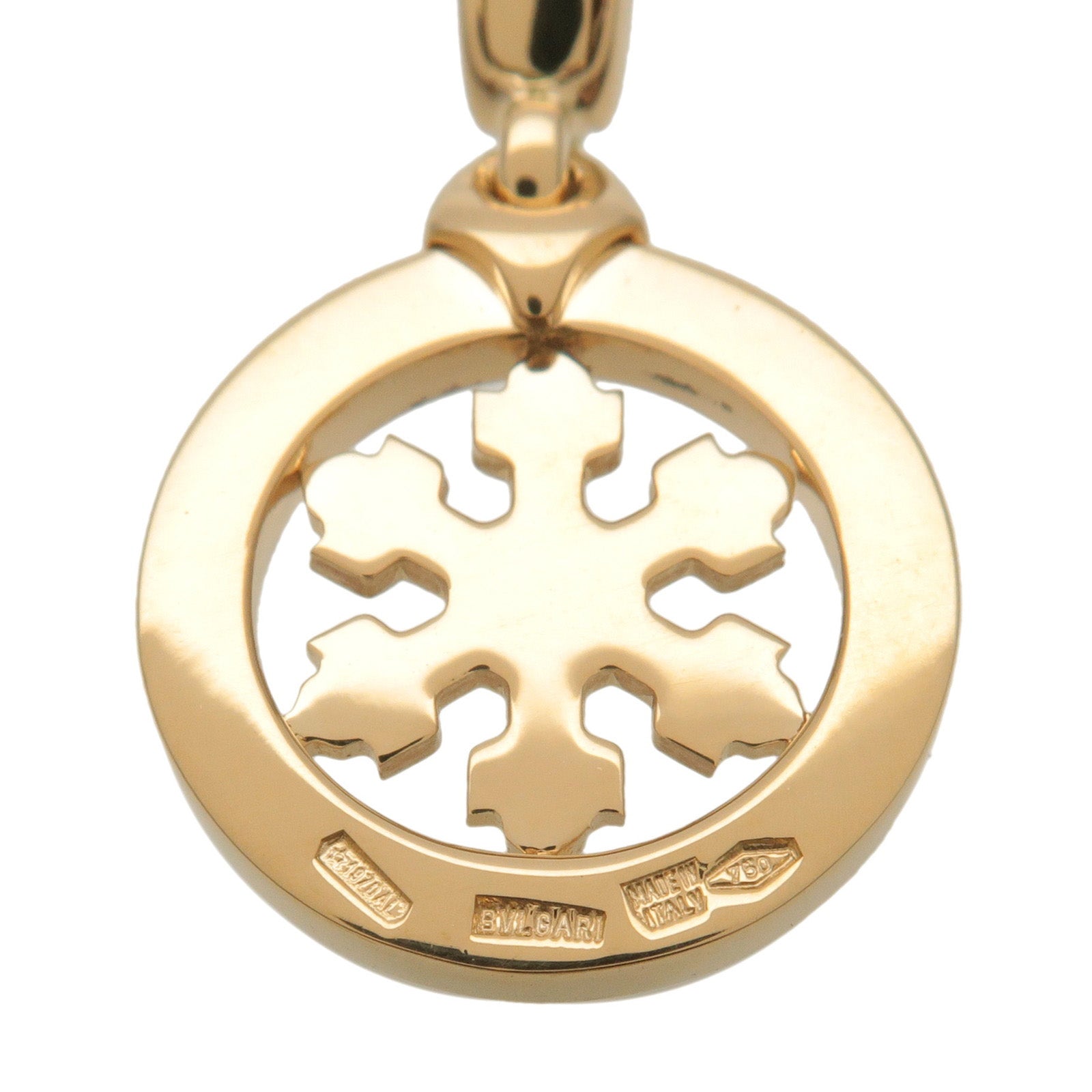 BVLGARI Tondo Snow Charm Pendant Necklace Top K18 Yellow Gold