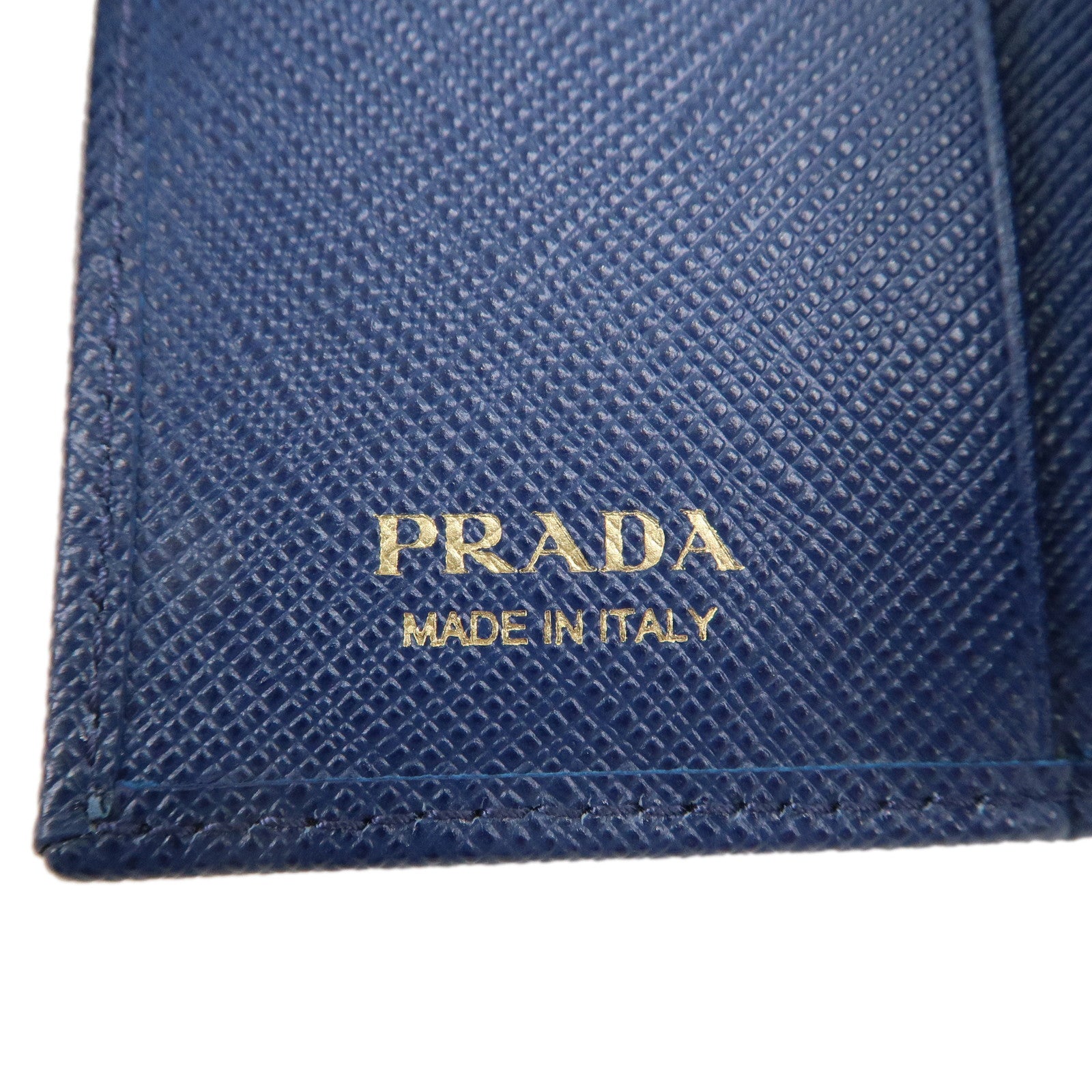 PRADA Logo Saffiano Leather 4 Key Case Key Holder Navy