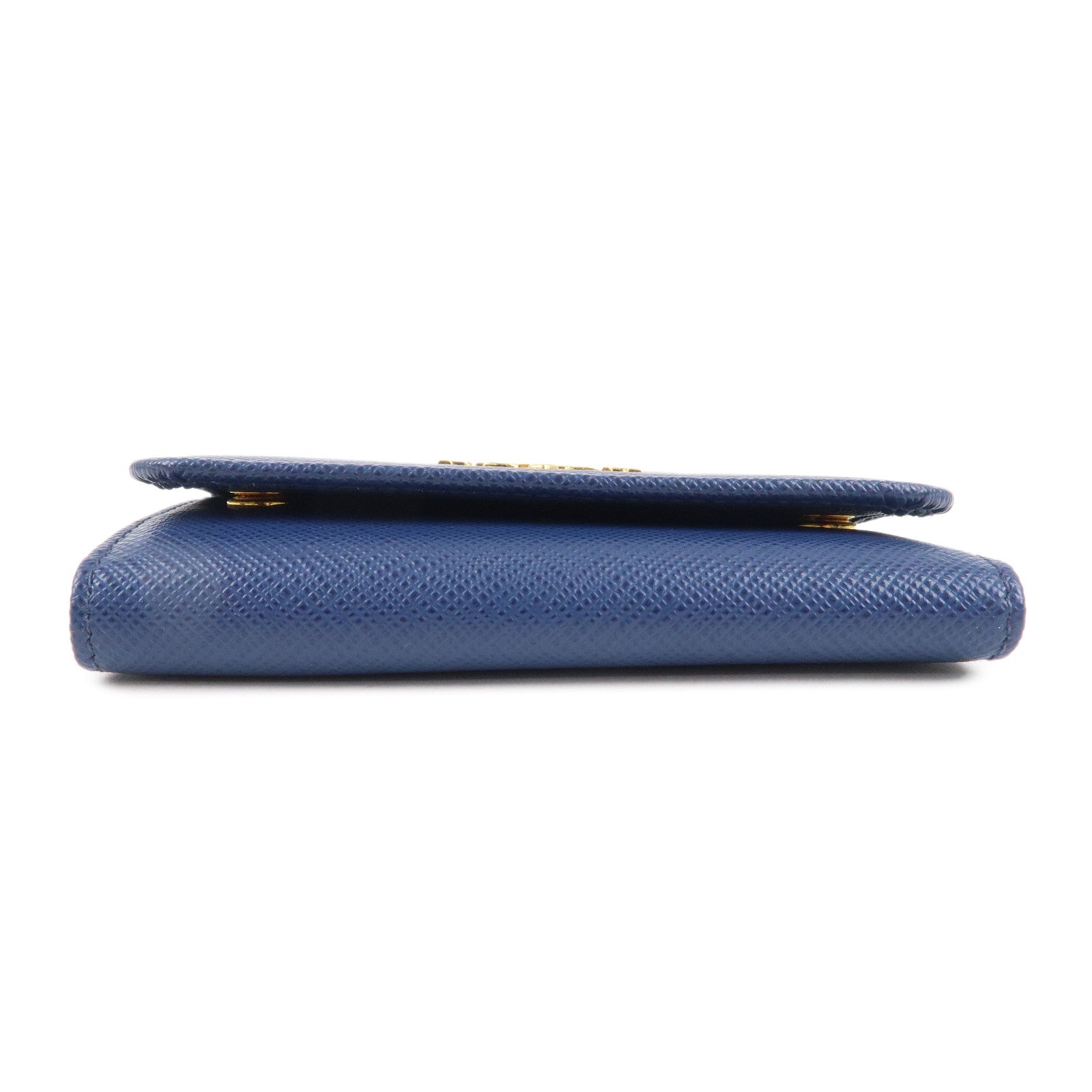 PRADA Logo Saffiano Leather 4 Key Case Key Holder Navy