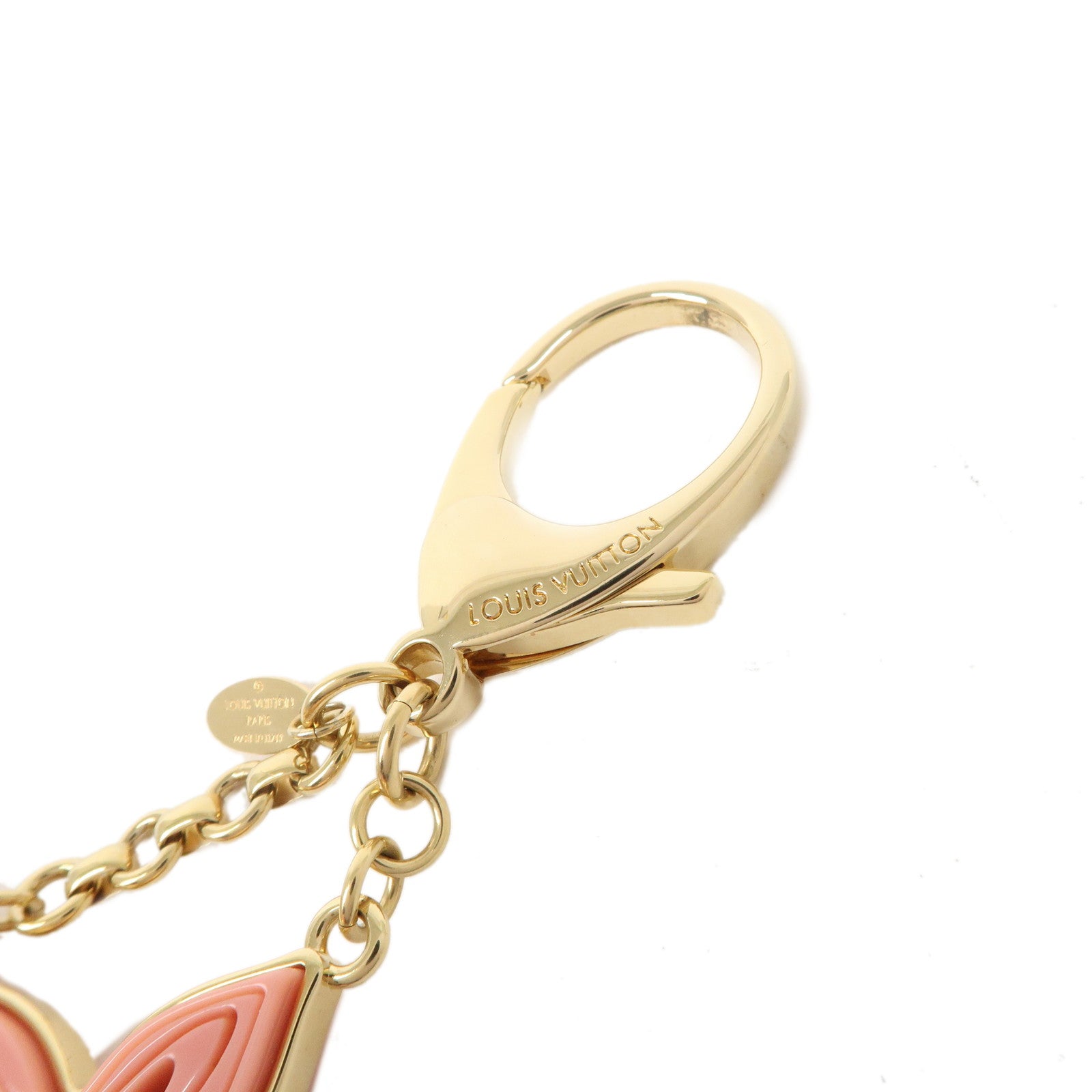 Louis Vuitton Bijou Sac Knife Charm Keychain Gold Pink M66921