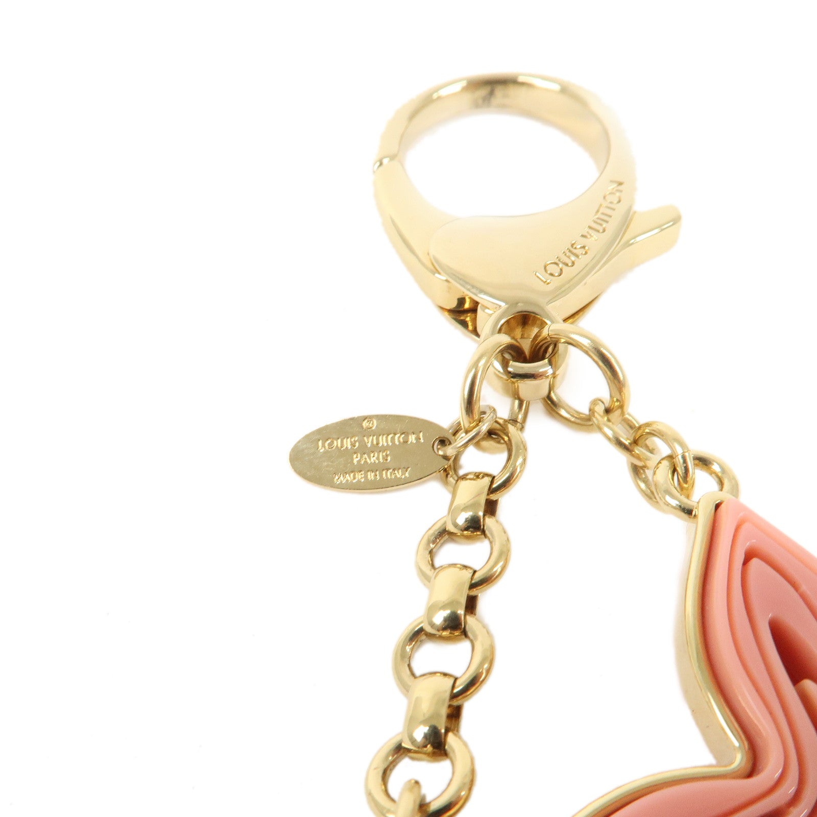 Louis Vuitton Bijou Sac Knife Charm Keychain Gold Pink M66921