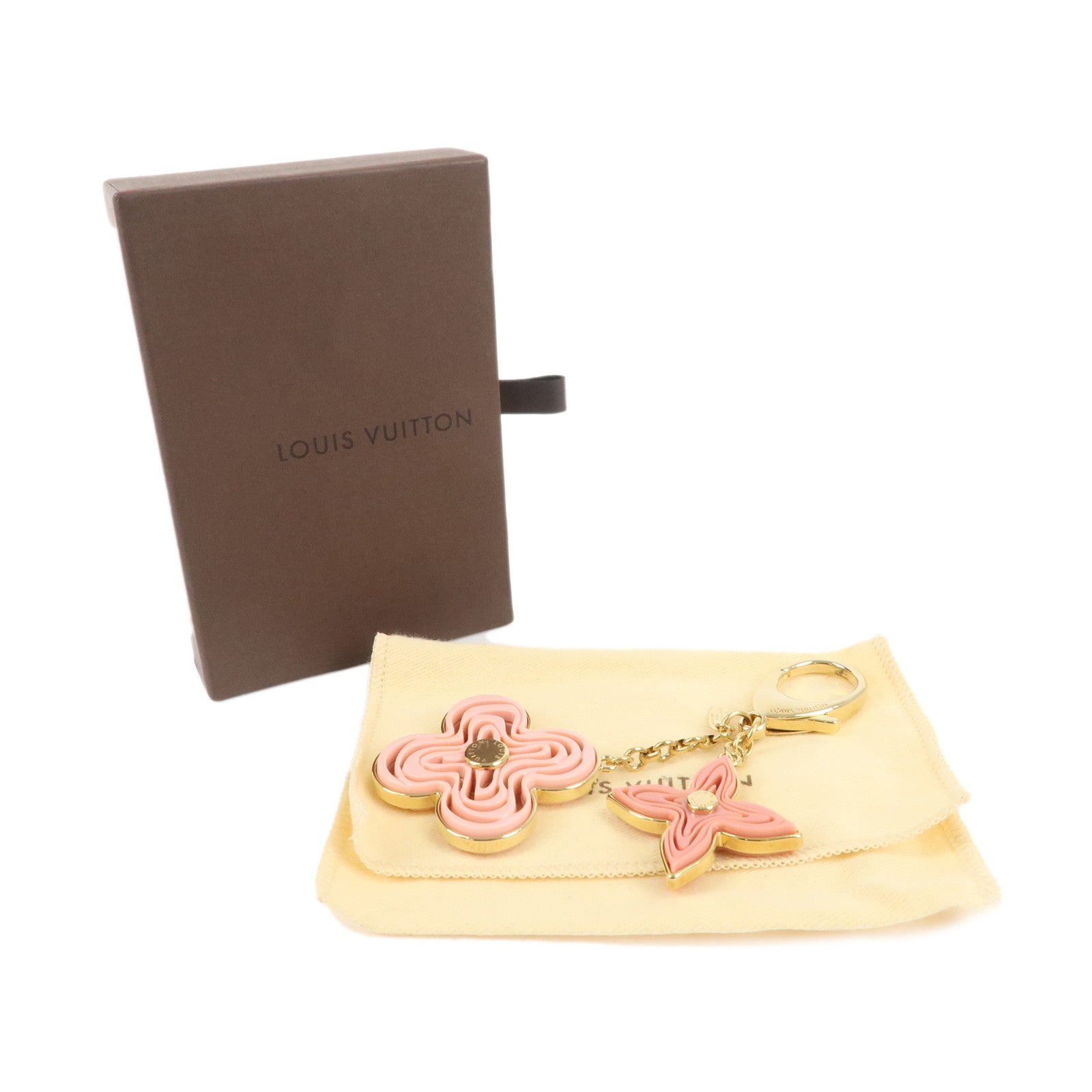 Louis Vuitton Bijou Sac Knife Charm Keychain Gold Pink M66921