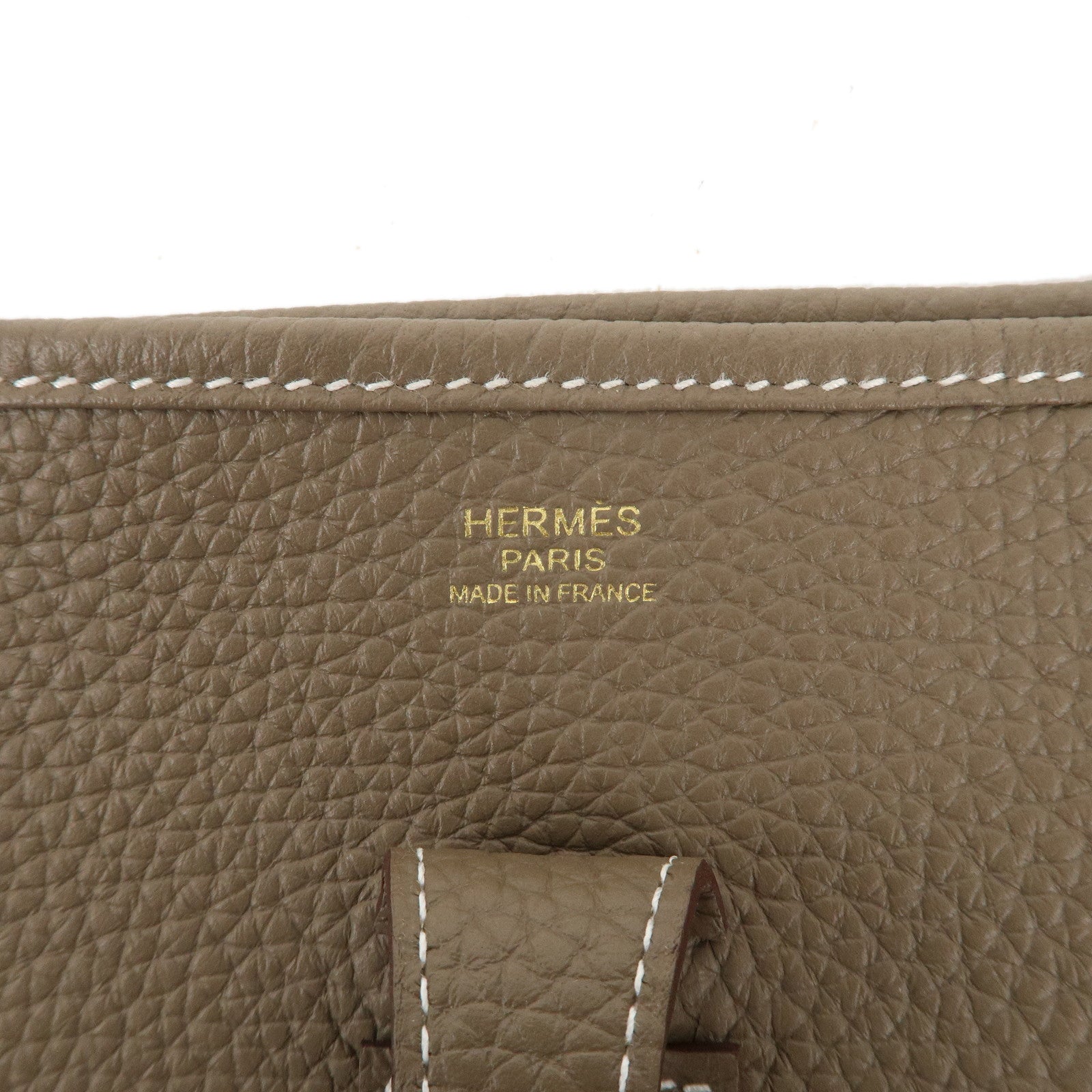 HERMES Taurillon Clemence Evelyen 3PM B engraved Etoupe Gold HDW