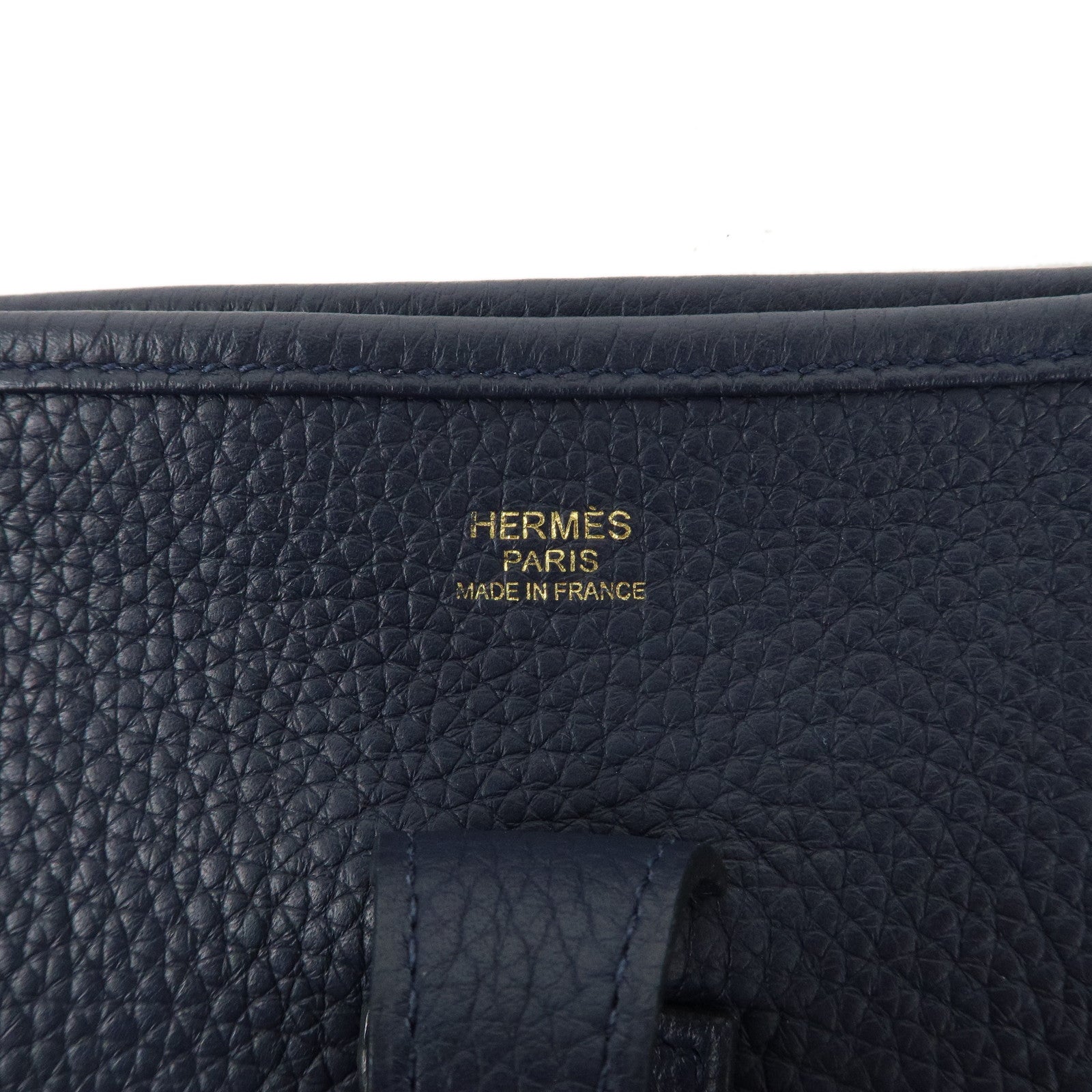 HERMES Taurillon Clemence Evelyen 3PM C Engraved Blue Nuit Navy