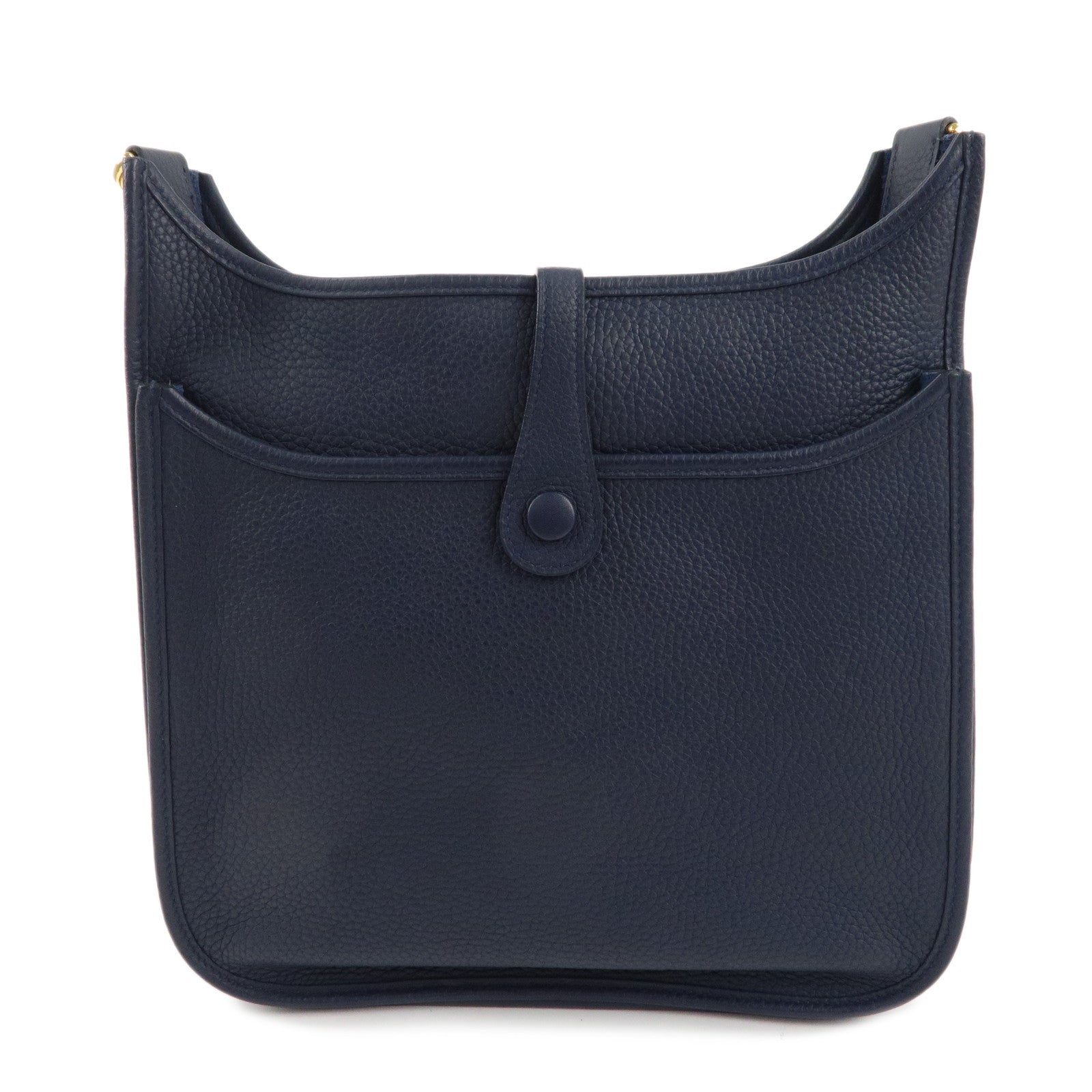 HERMES Taurillon Clemence Evelyen 3PM C Engraved Blue Nuit Navy