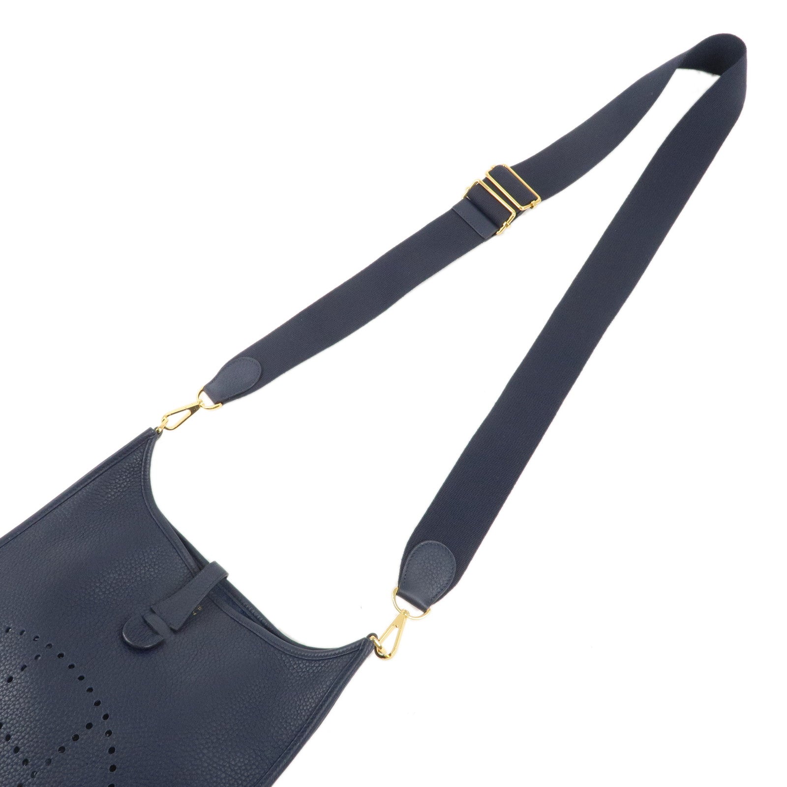 HERMES Taurillon Clemence Evelyen 3PM C Engraved Blue Nuit Navy