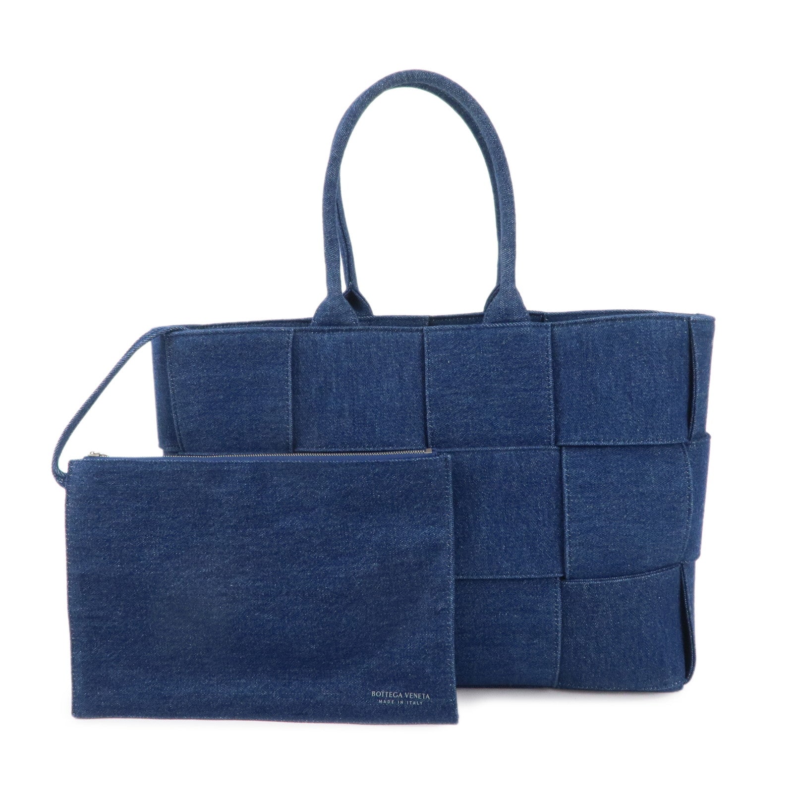 BOTTEGA-VENETA-Denim-Arco-Tote-Bag-Shoulder-Bag-Blue