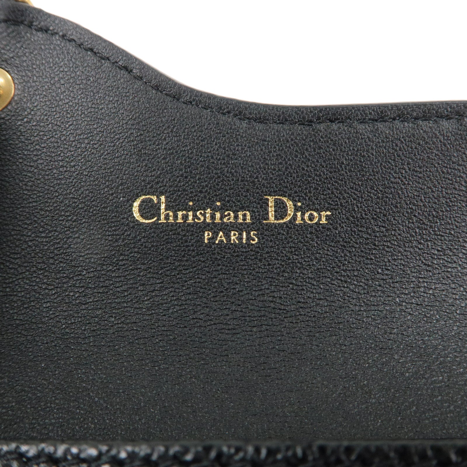 Christian Dior Leather Saddle Flap Card Case Black