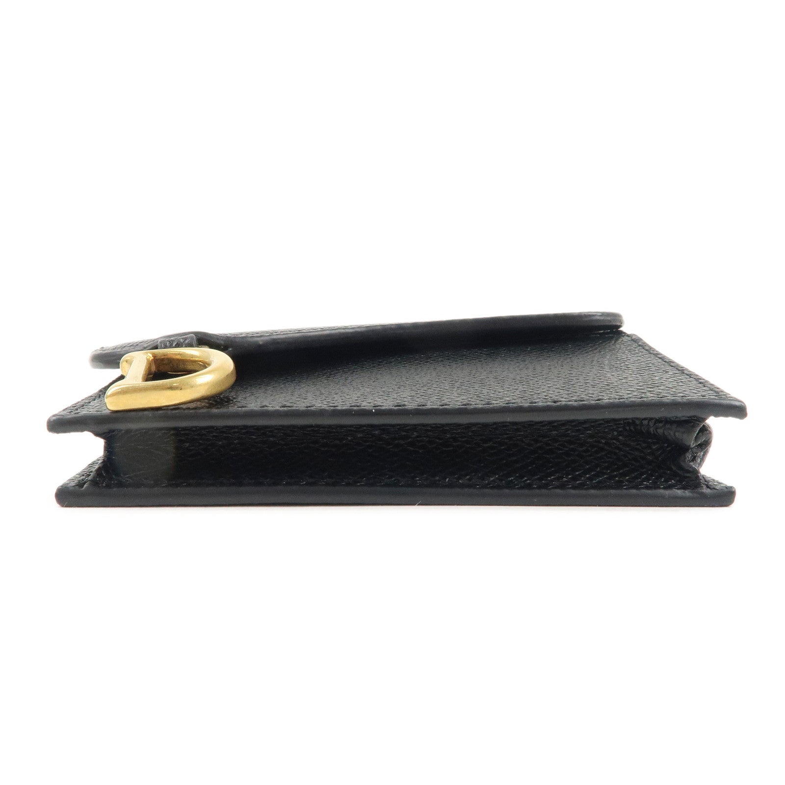 Christian Dior Leather Saddle Flap Card Case Black