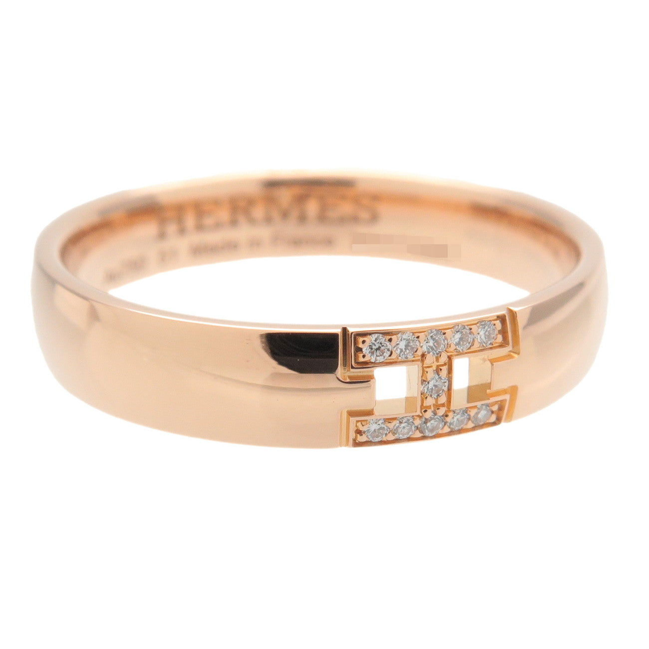 HERMES Ever Hercules 11P Diamond Ring K18PG Rose Gold #51 US5.5-6