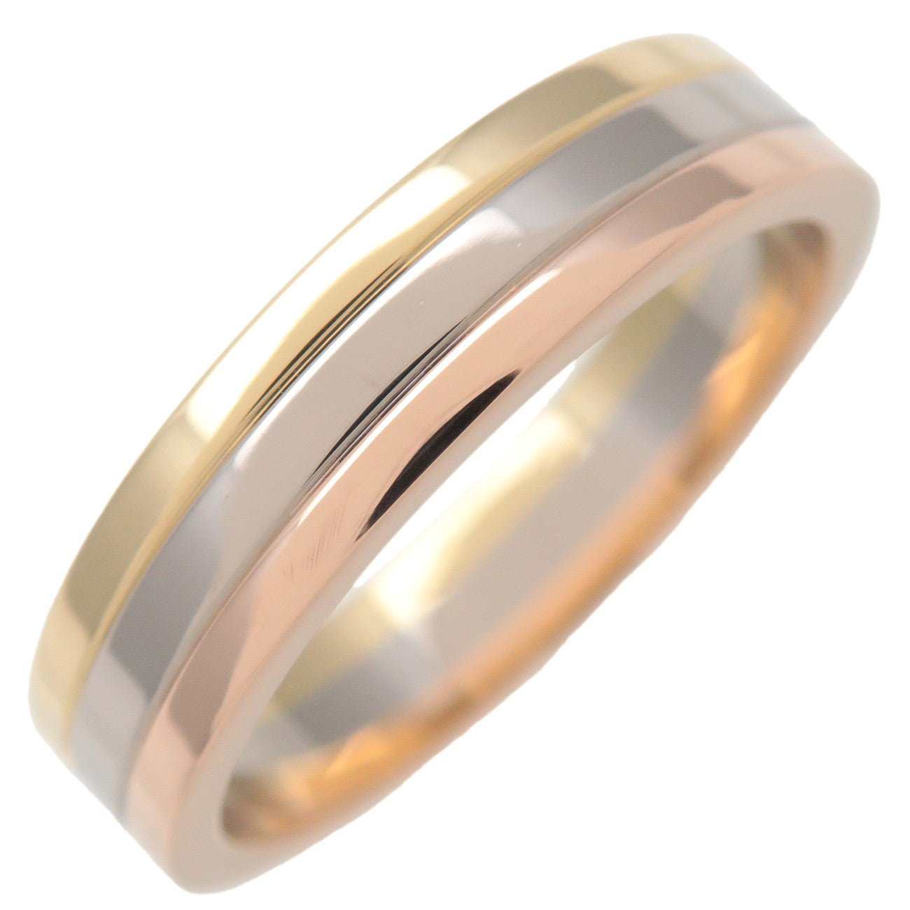 Cartier-Vendome-Three-Color-Ring-K18-750YG/WG/PG-#58-US8.5